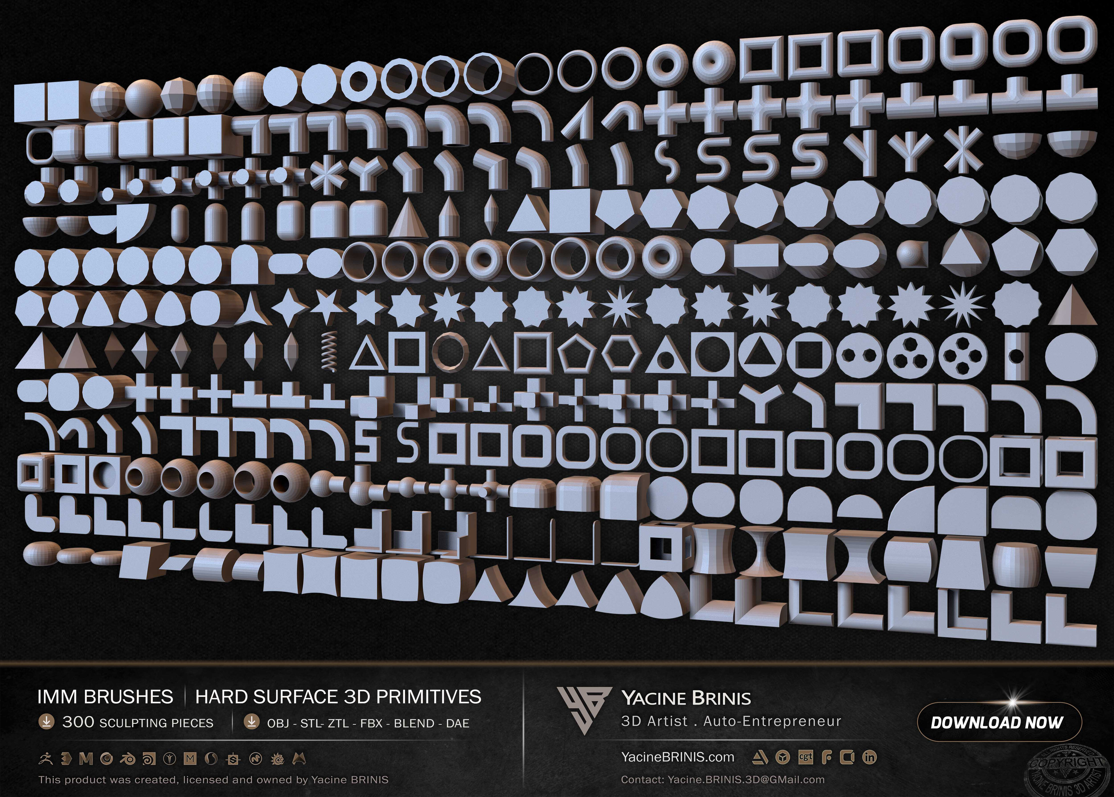 300 Hard Surface IMM 3D Primitives 03