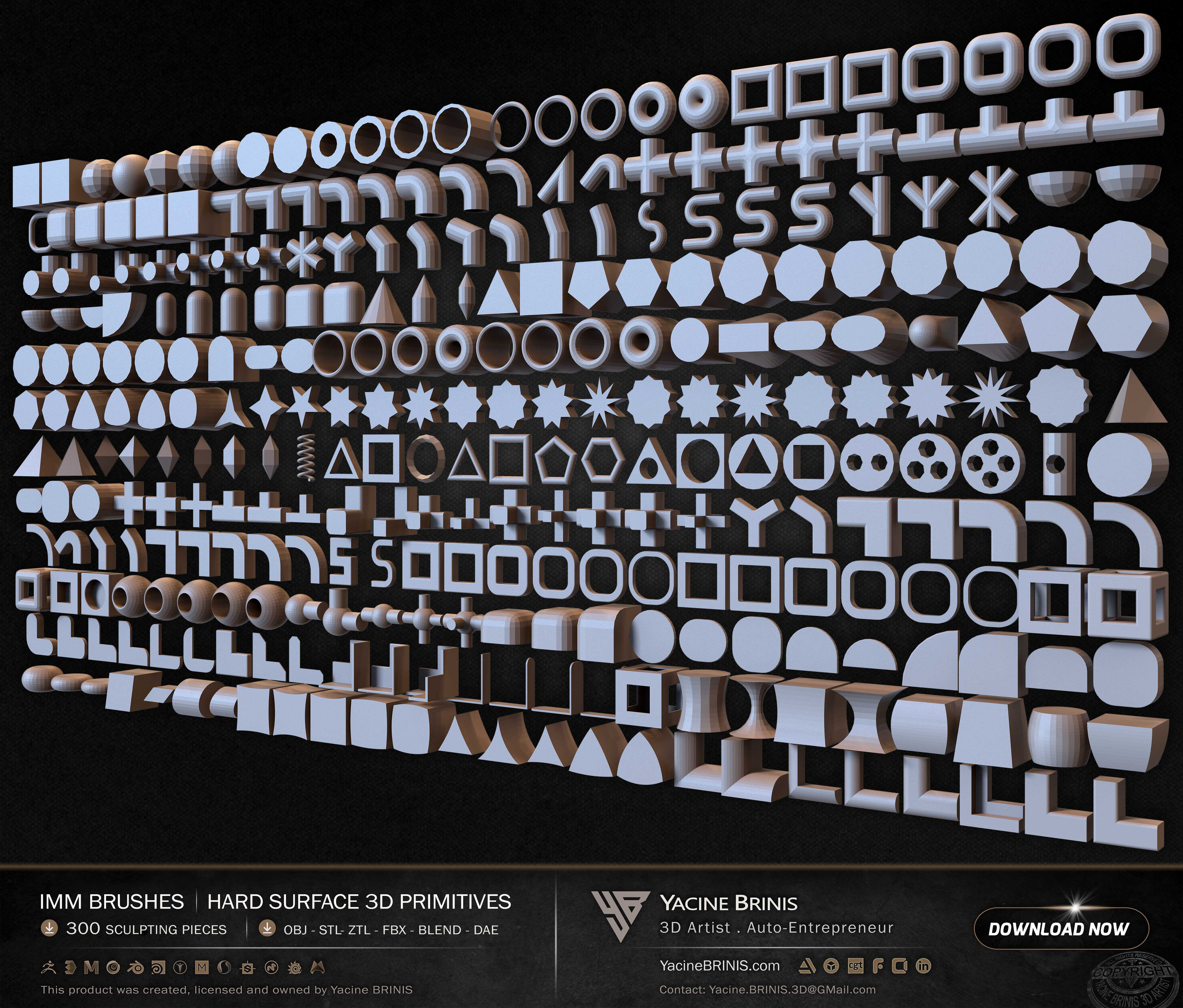 300 Hard Surface IMM 3D Primitives 04