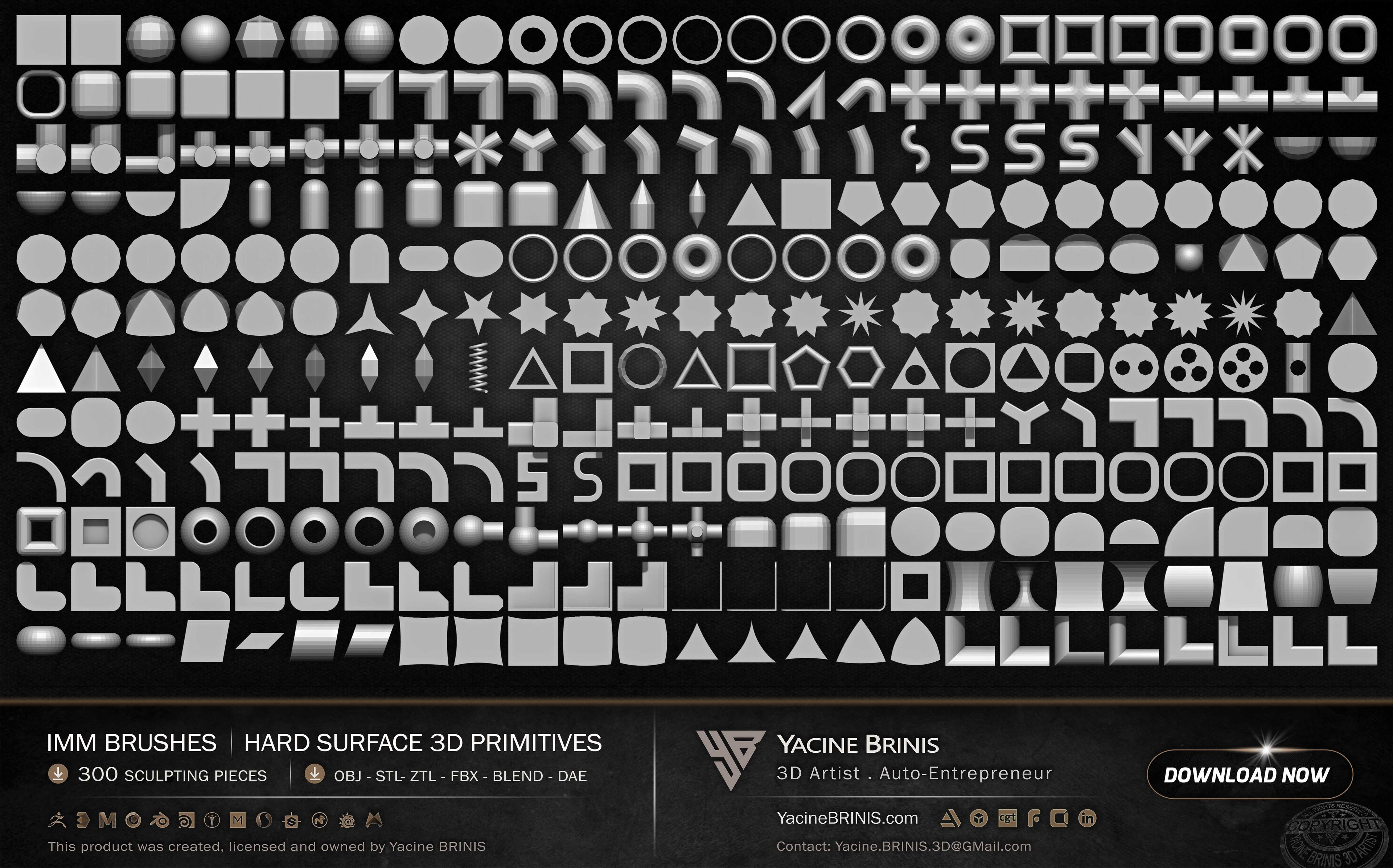 300 Hard Surface IMM 3D Primitives 06