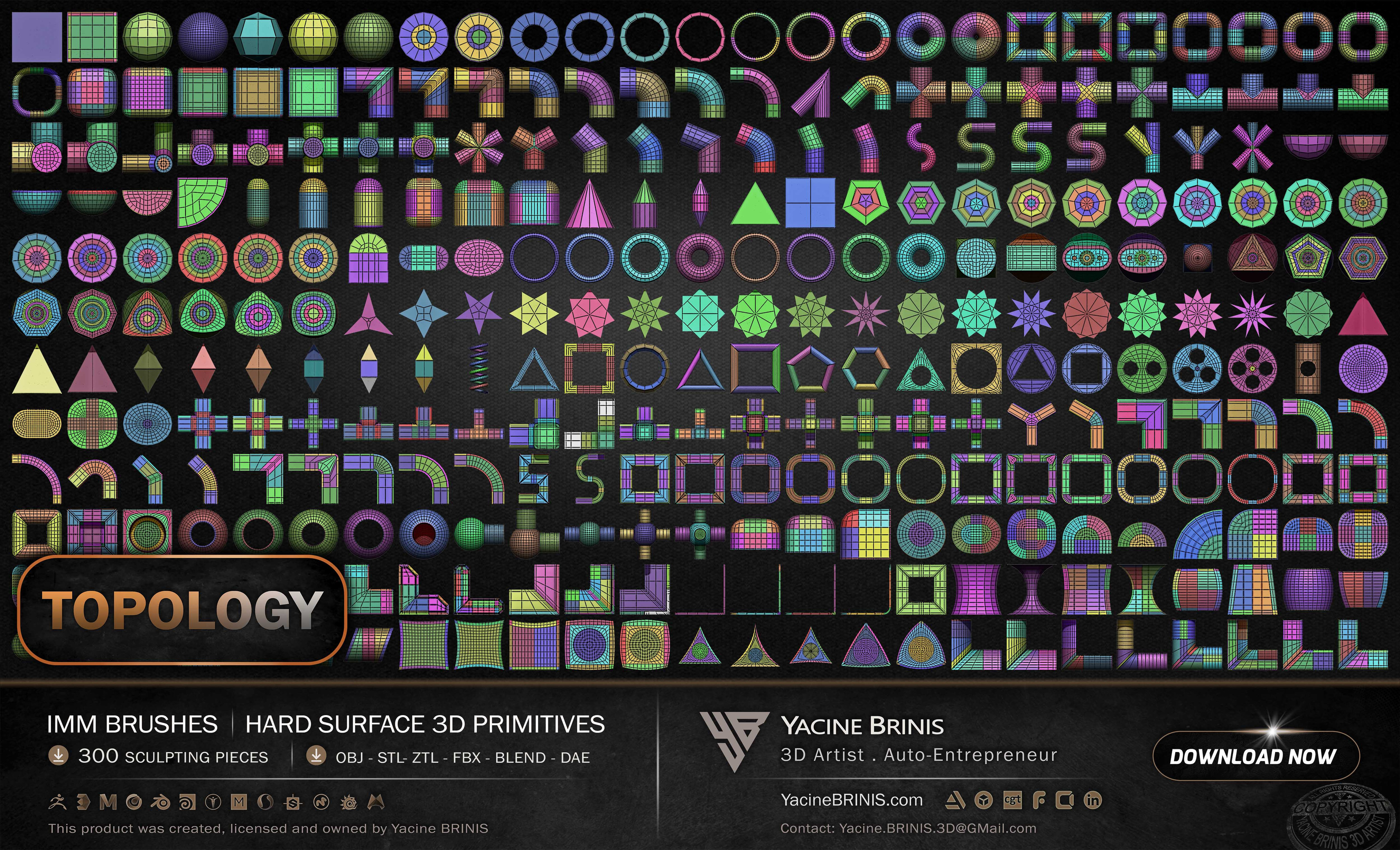 300 Hard Surface IMM 3D Primitives 08