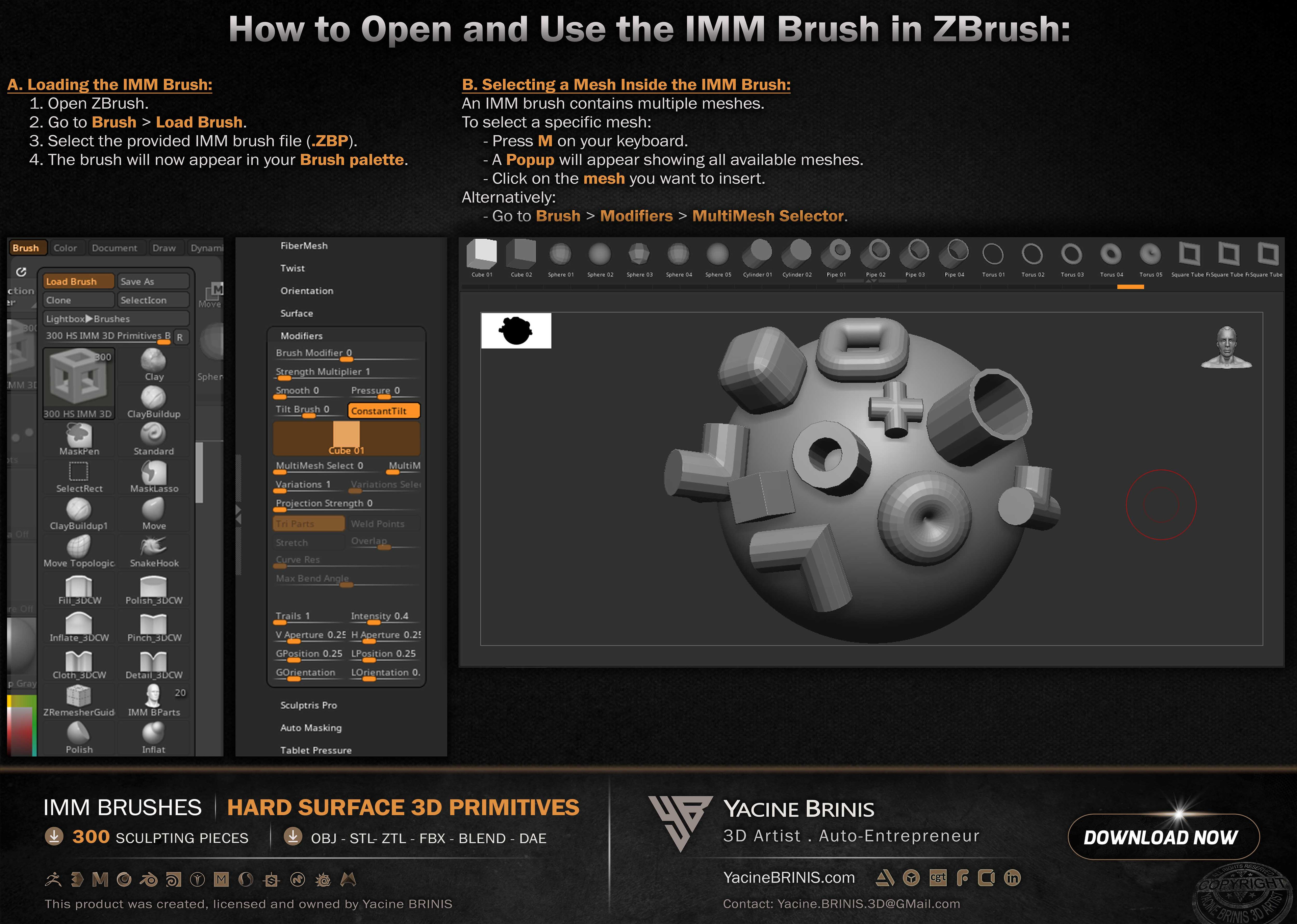 300 Hard Surface IMM 3D Primitives 09