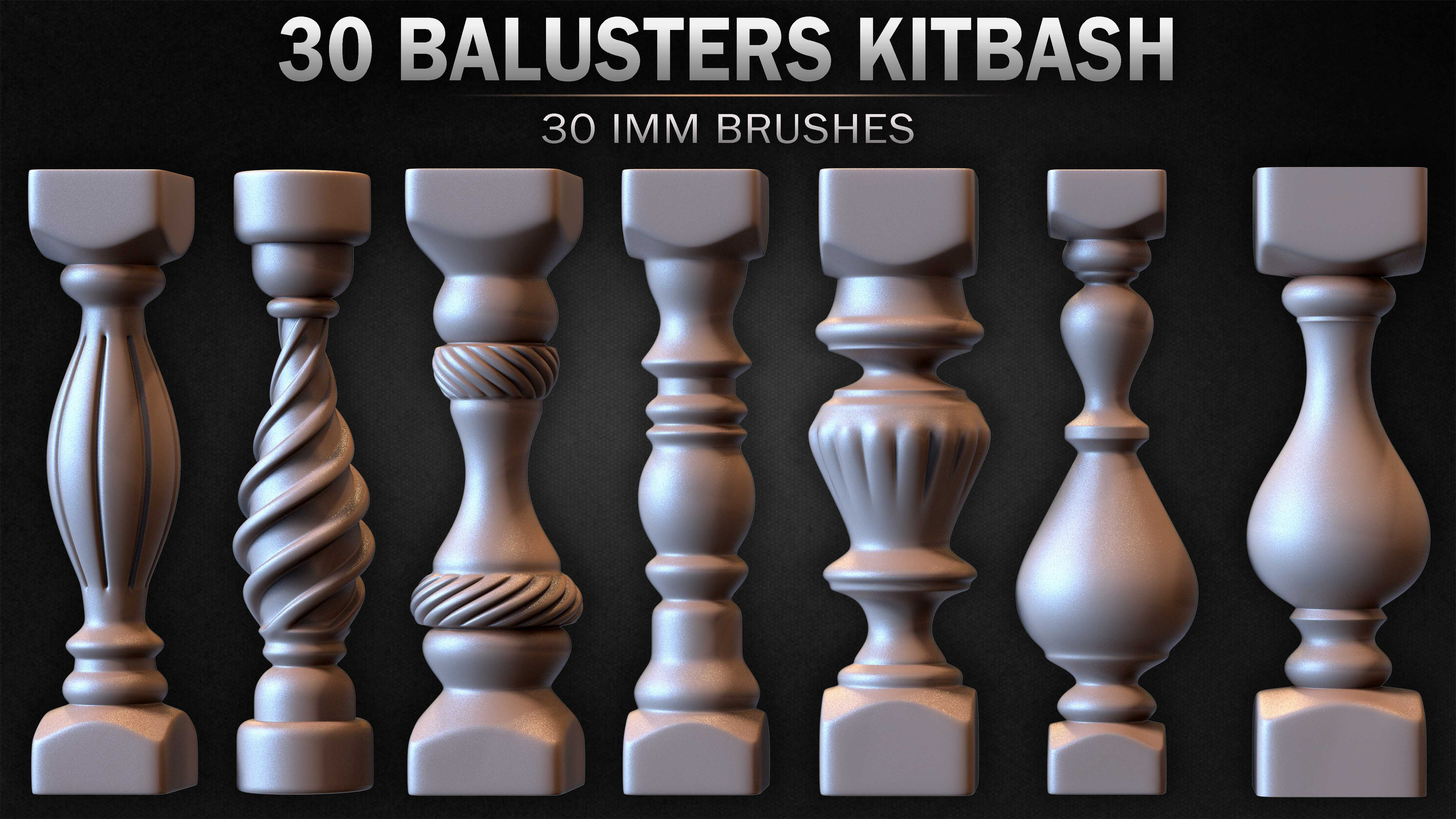 Collection of Balusters Kitbash 01