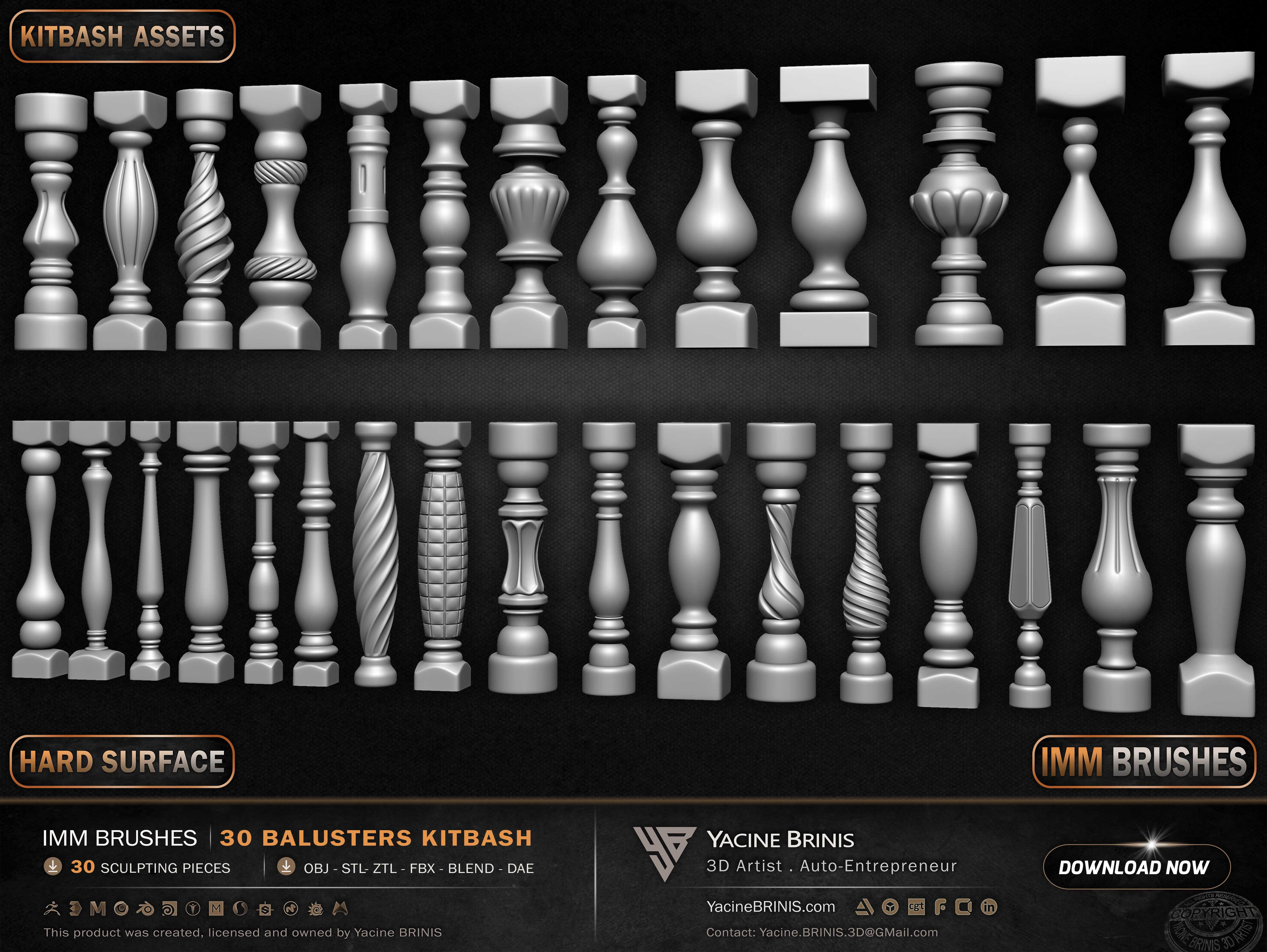 Collection of Balusters Kitbash 03