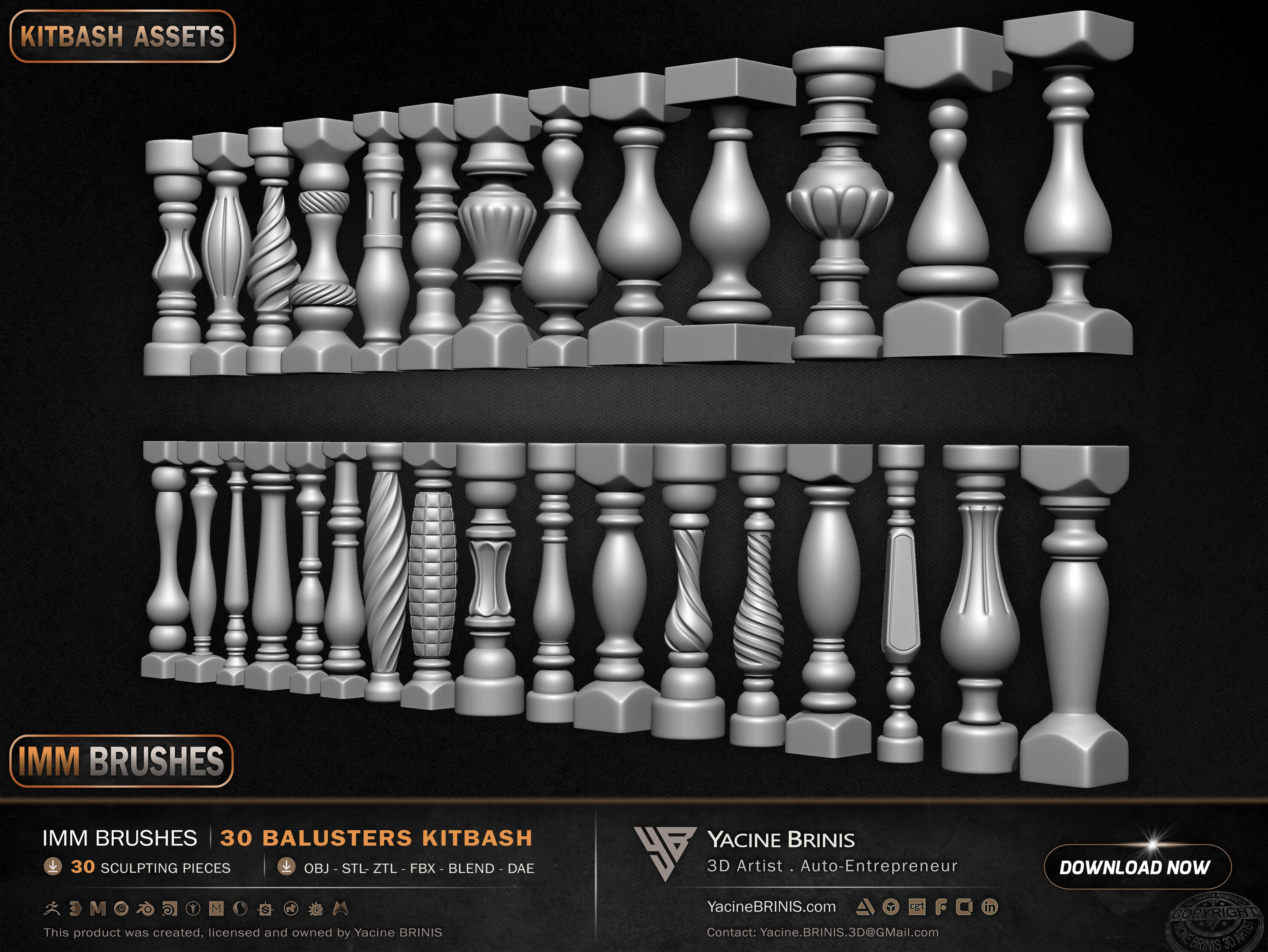 Collection of Balusters Kitbash 05