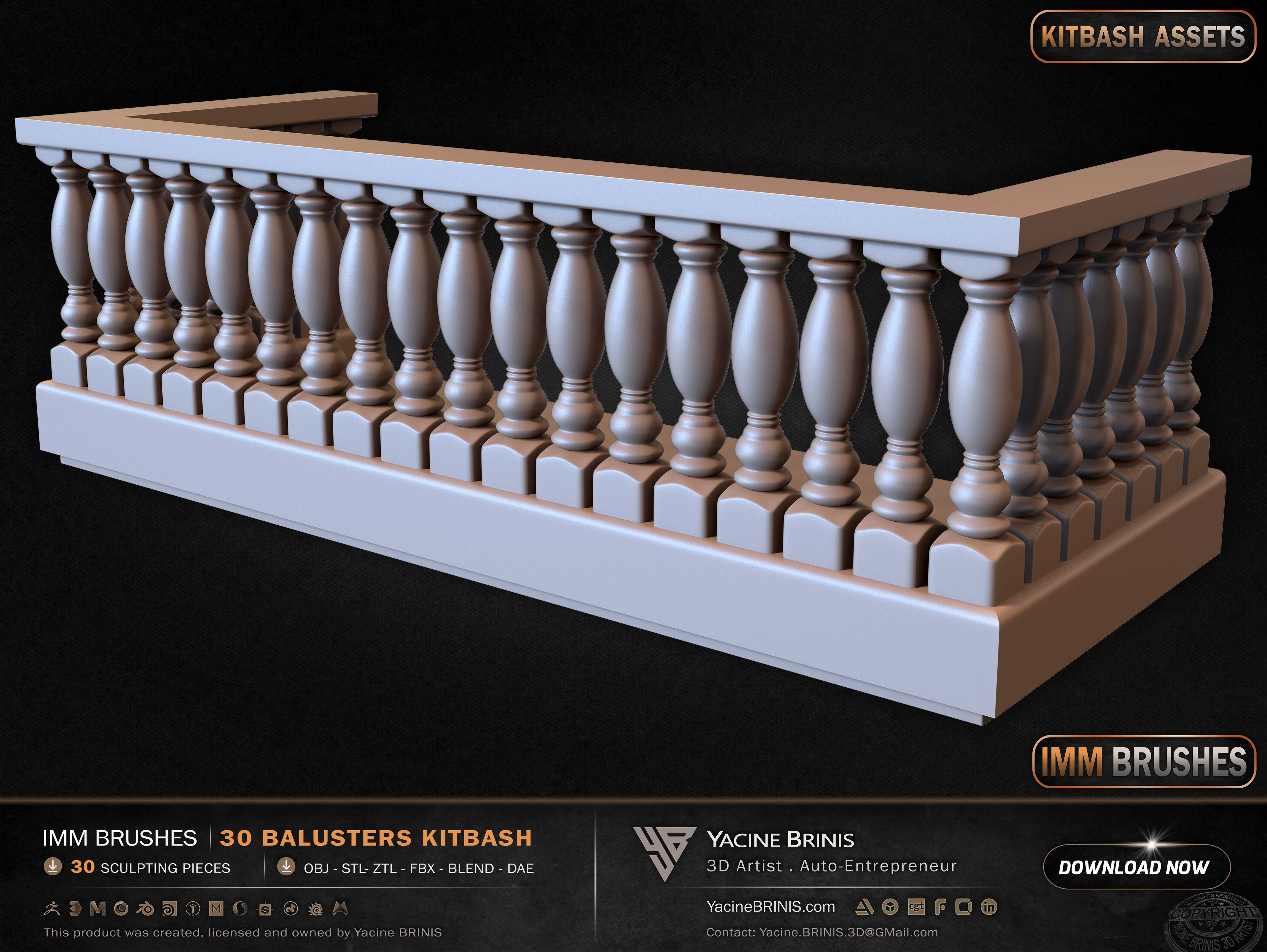 Collection of Balusters Kitbash 12