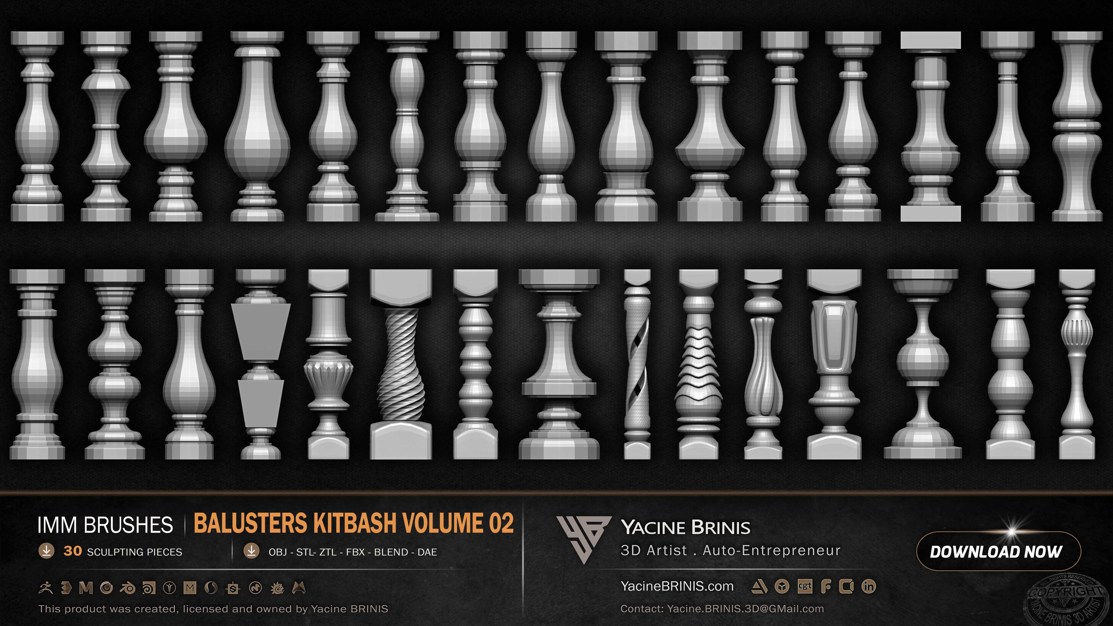 Collection of Balusters Kitbash 14