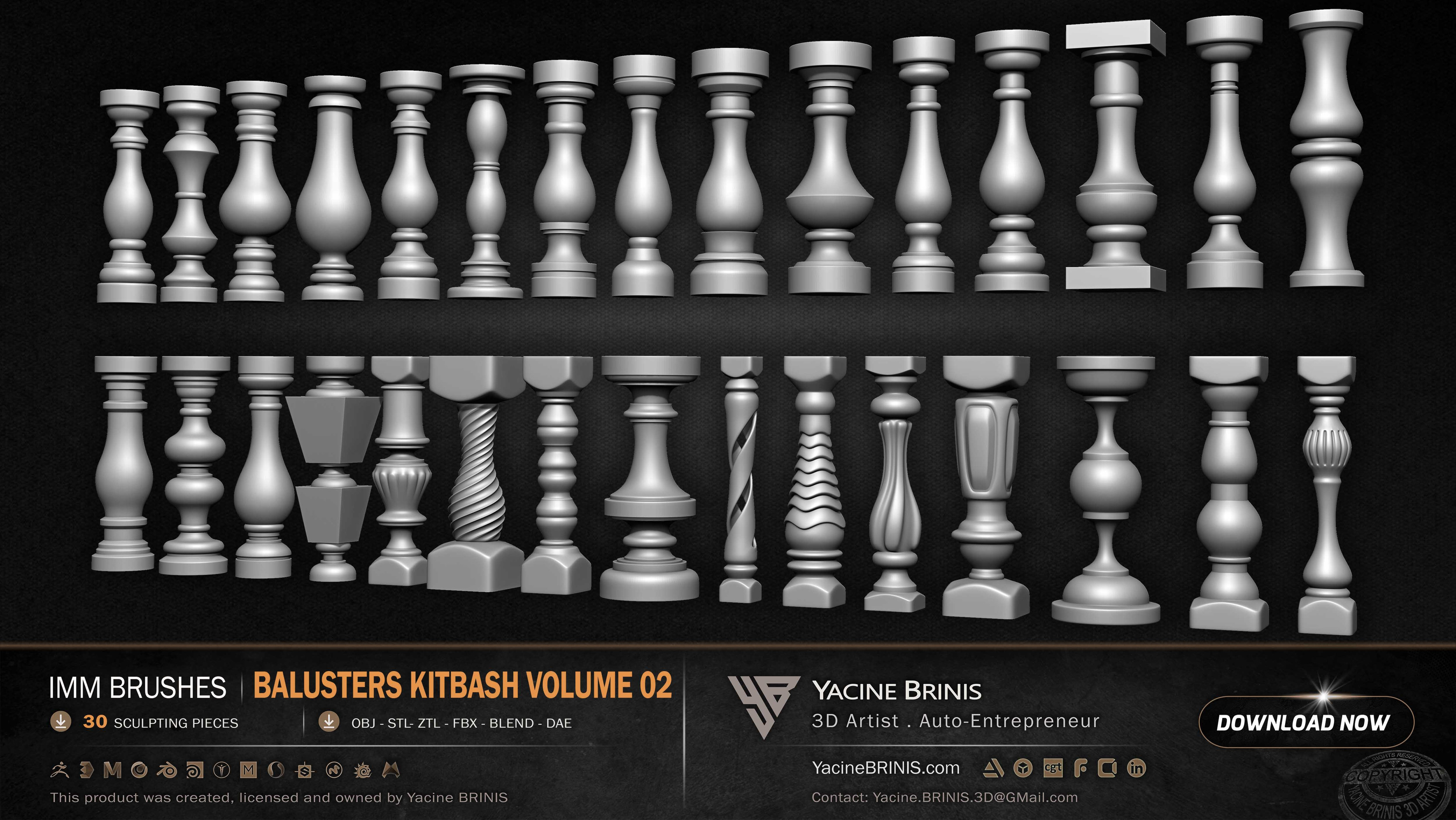 Collection of Balusters Kitbash 15