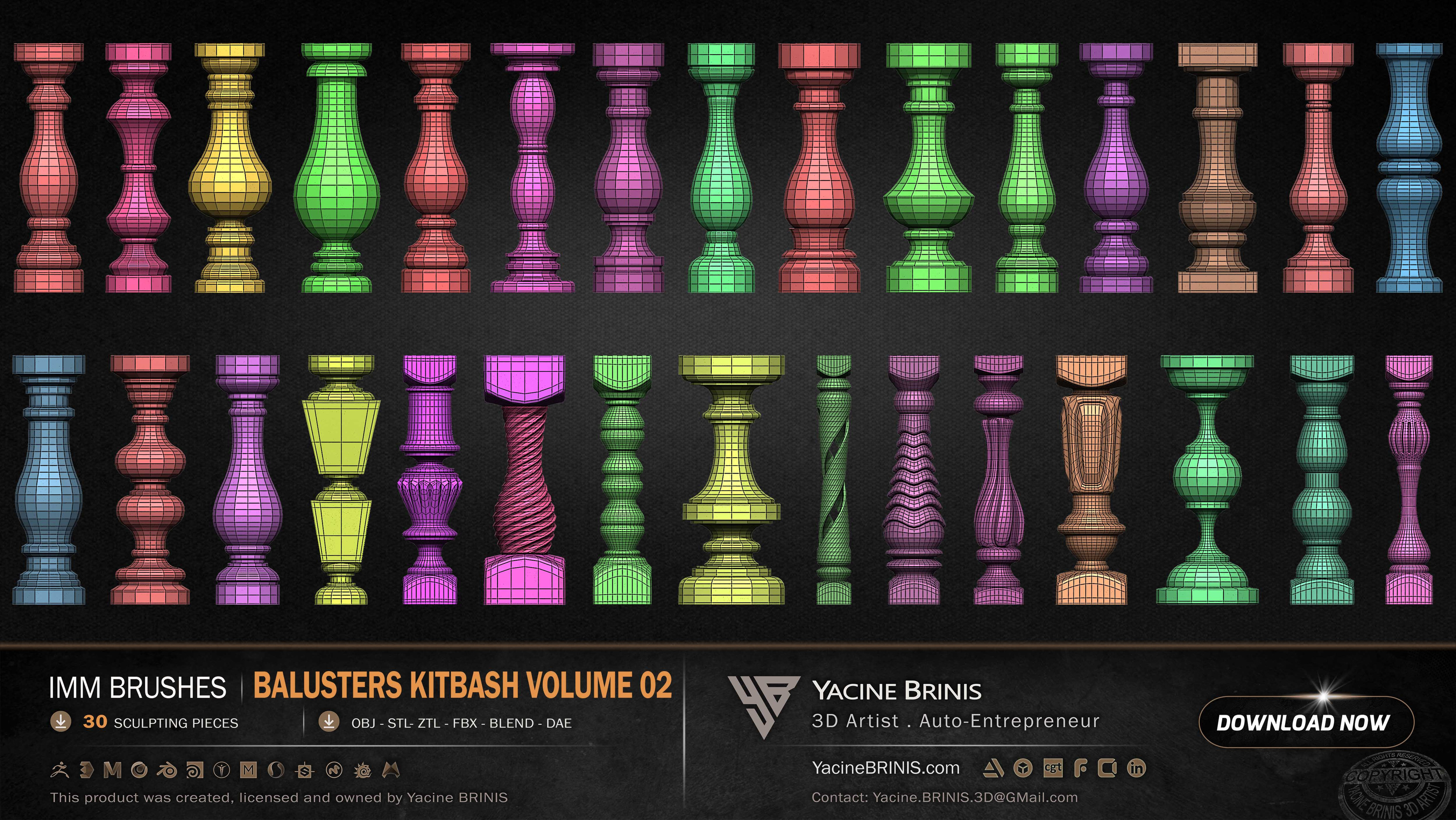 Collection of Balusters Kitbash 17