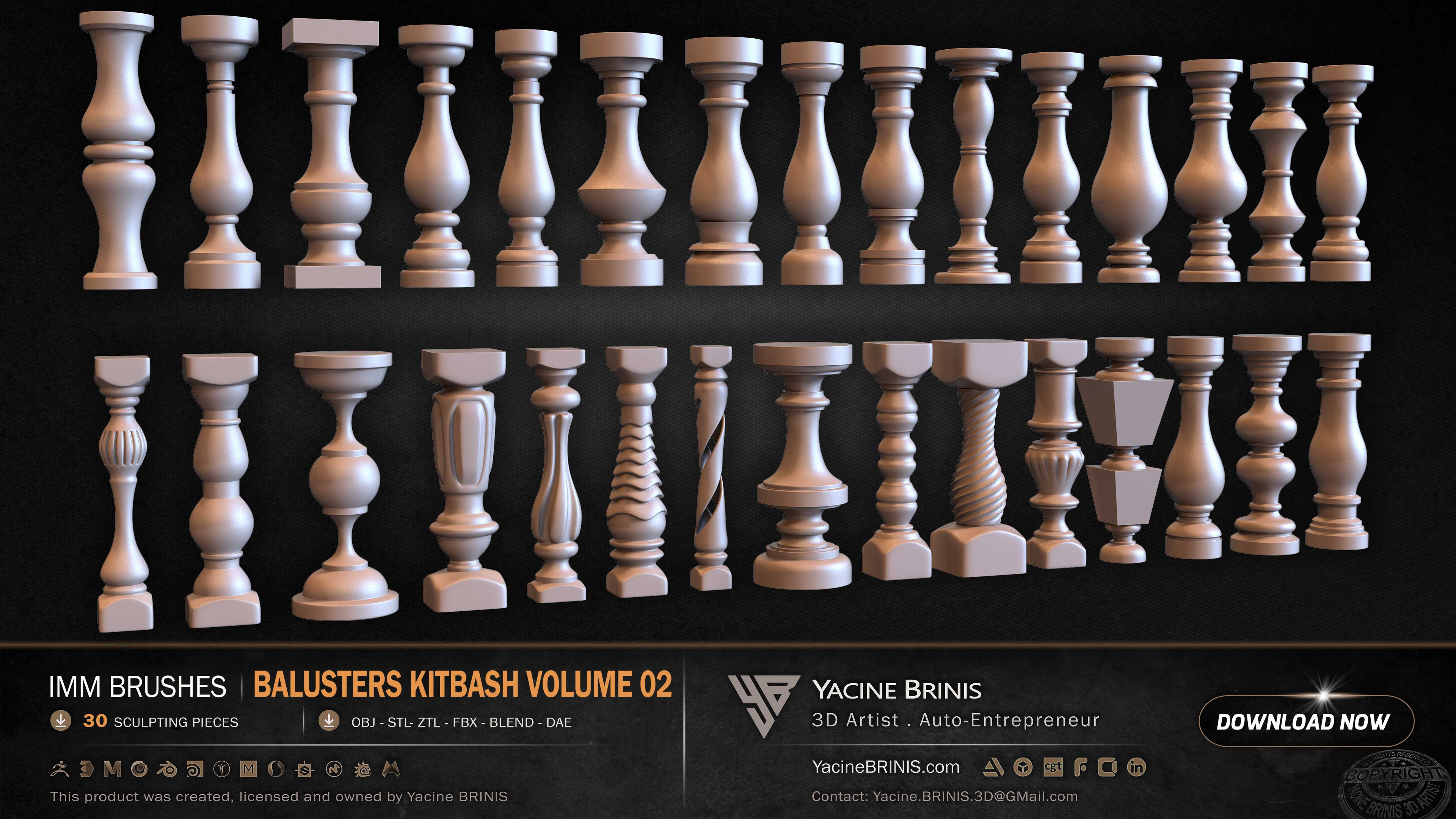 Collection of Balusters Kitbash 19
