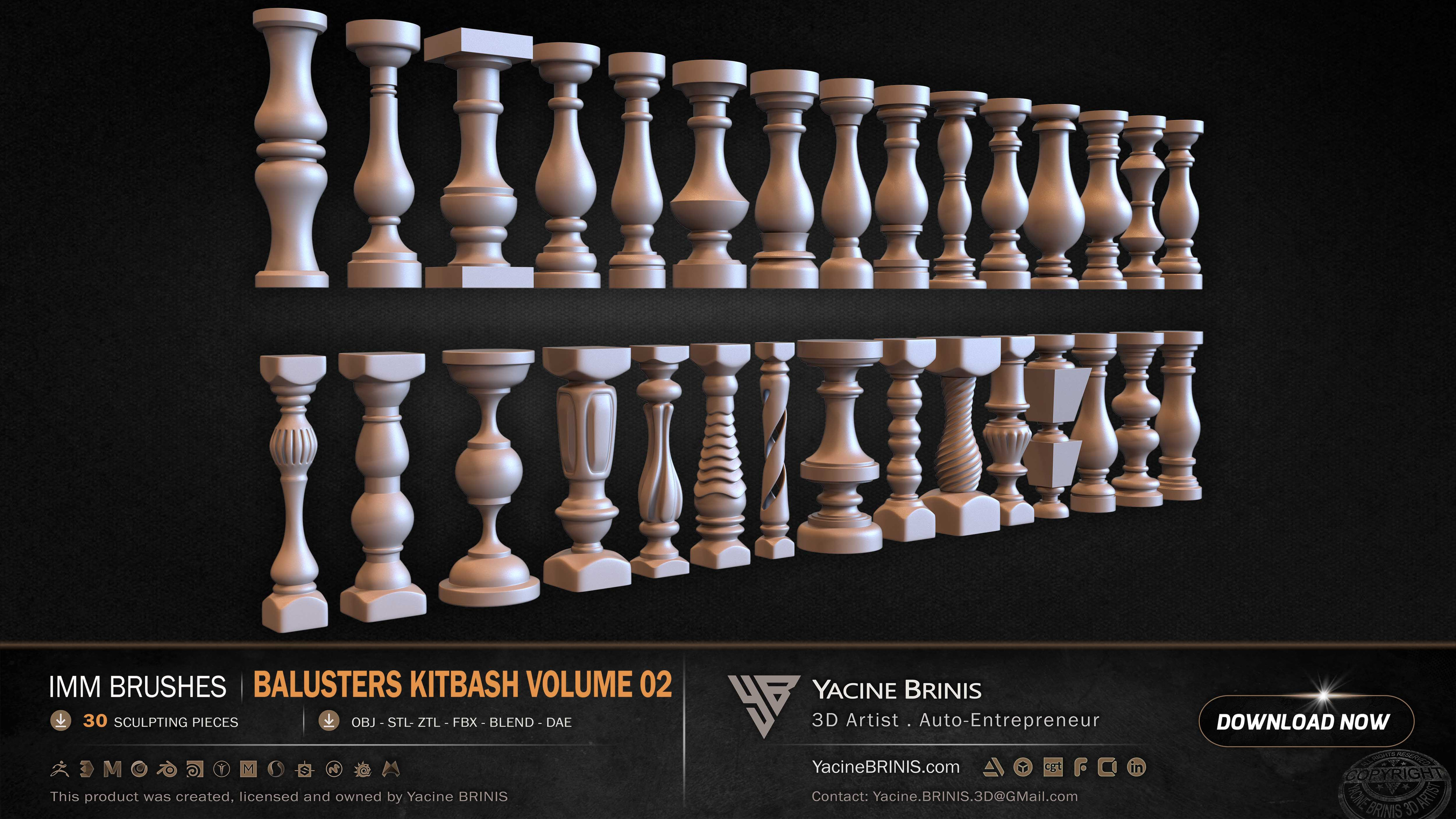 Collection of Balusters Kitbash 20