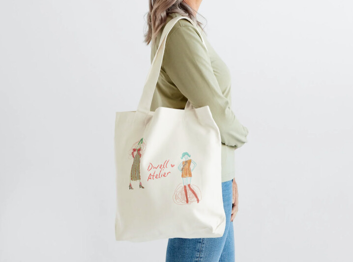 Drawings featured on this tote were taken from the brand owner's fashion sketchbook. 
