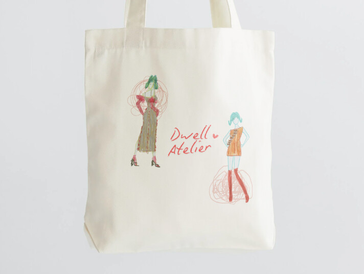 Drawings featured on this tote were taken from the brand owner's fashion sketchbook. 