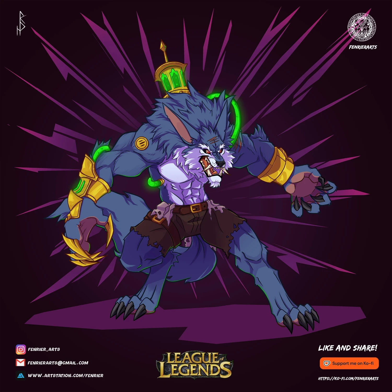 Warwick from LOL  fanart
