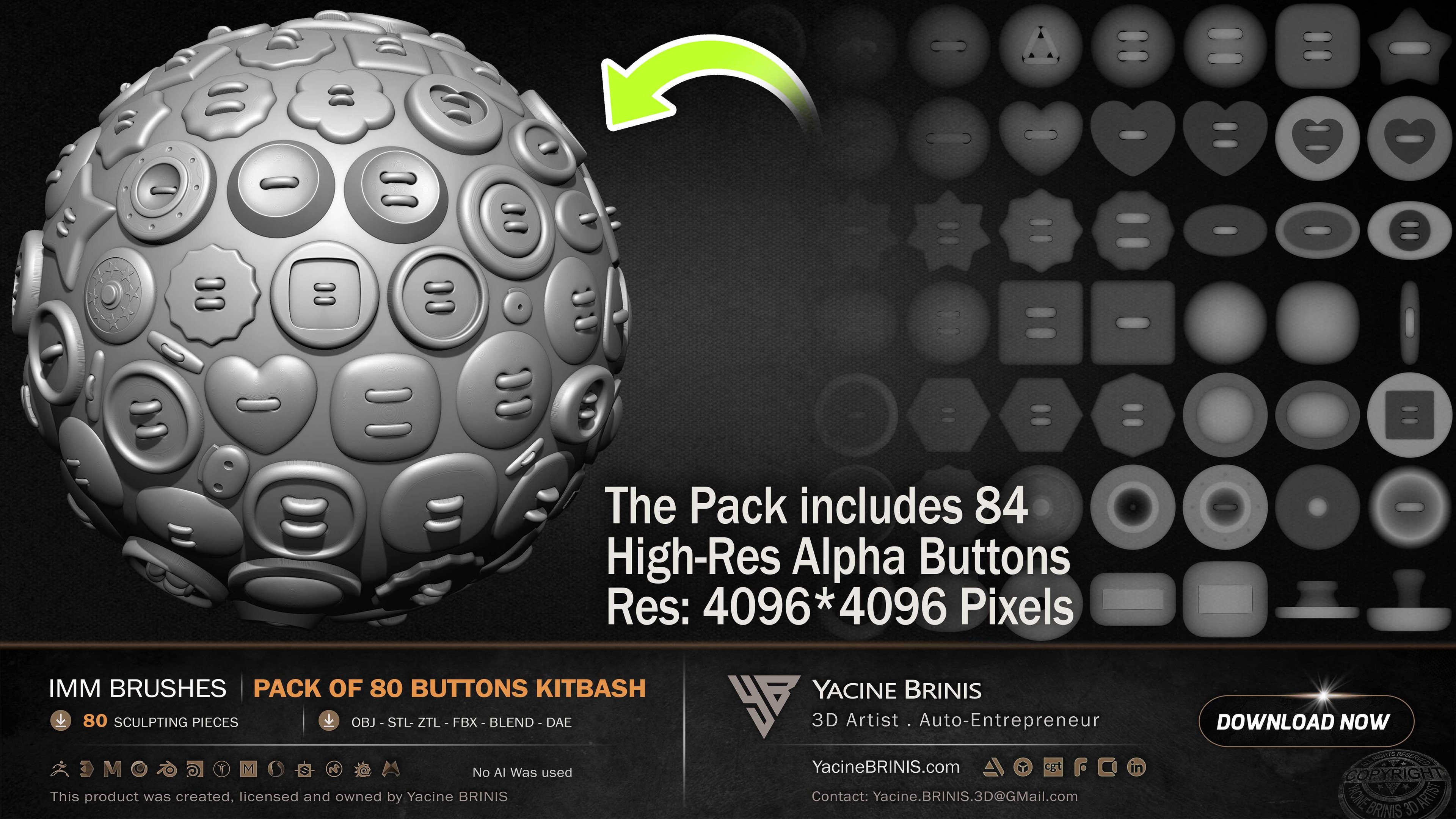Pack of 84 Buttons Alpha textures