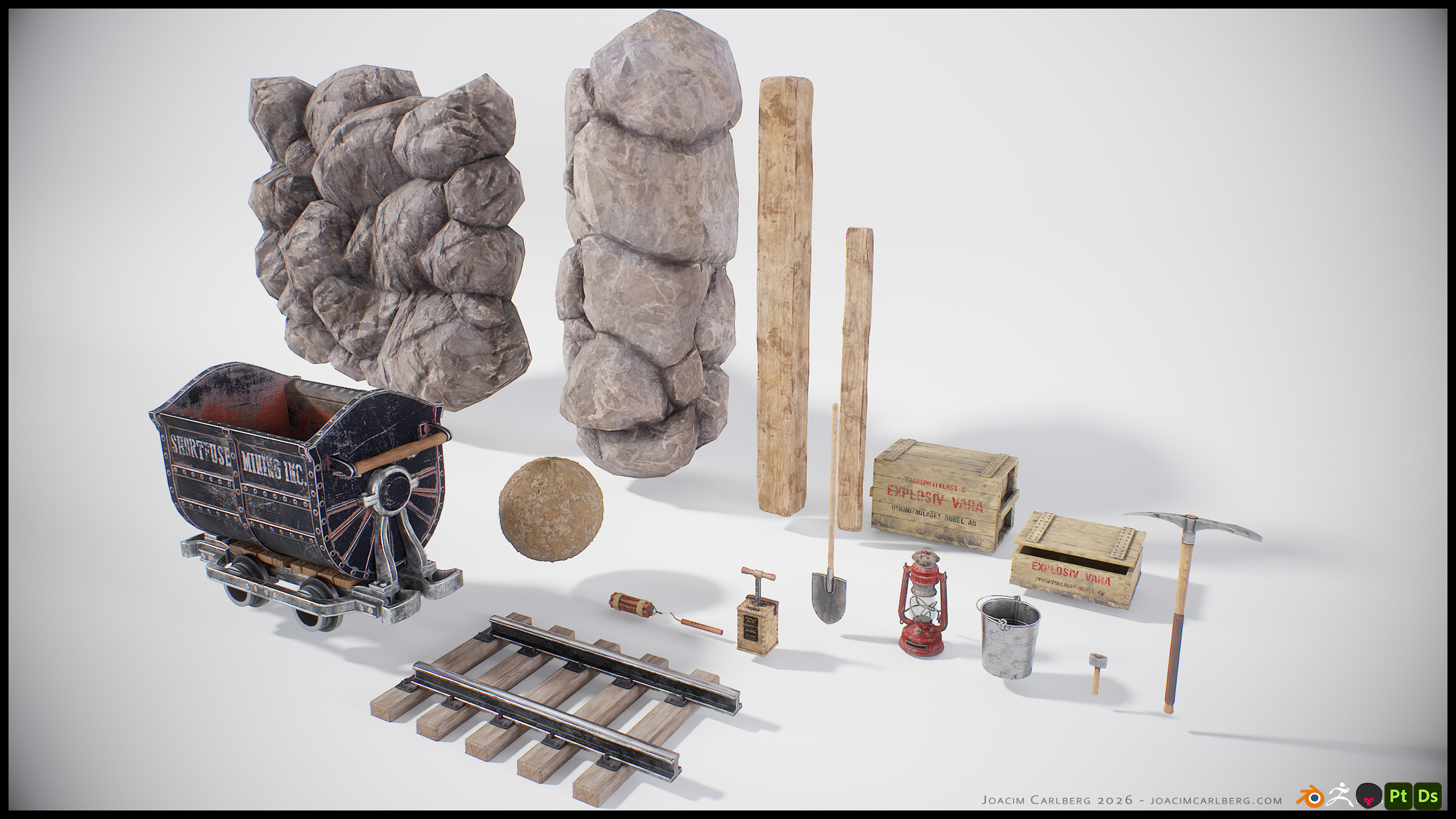 All the 3D assets used in the making of the scene.