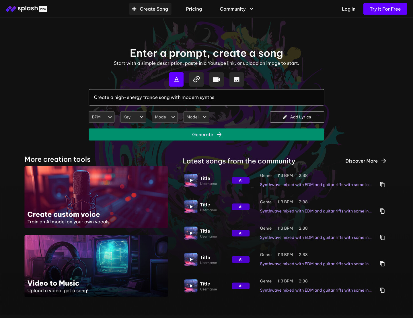 A design for the homepage