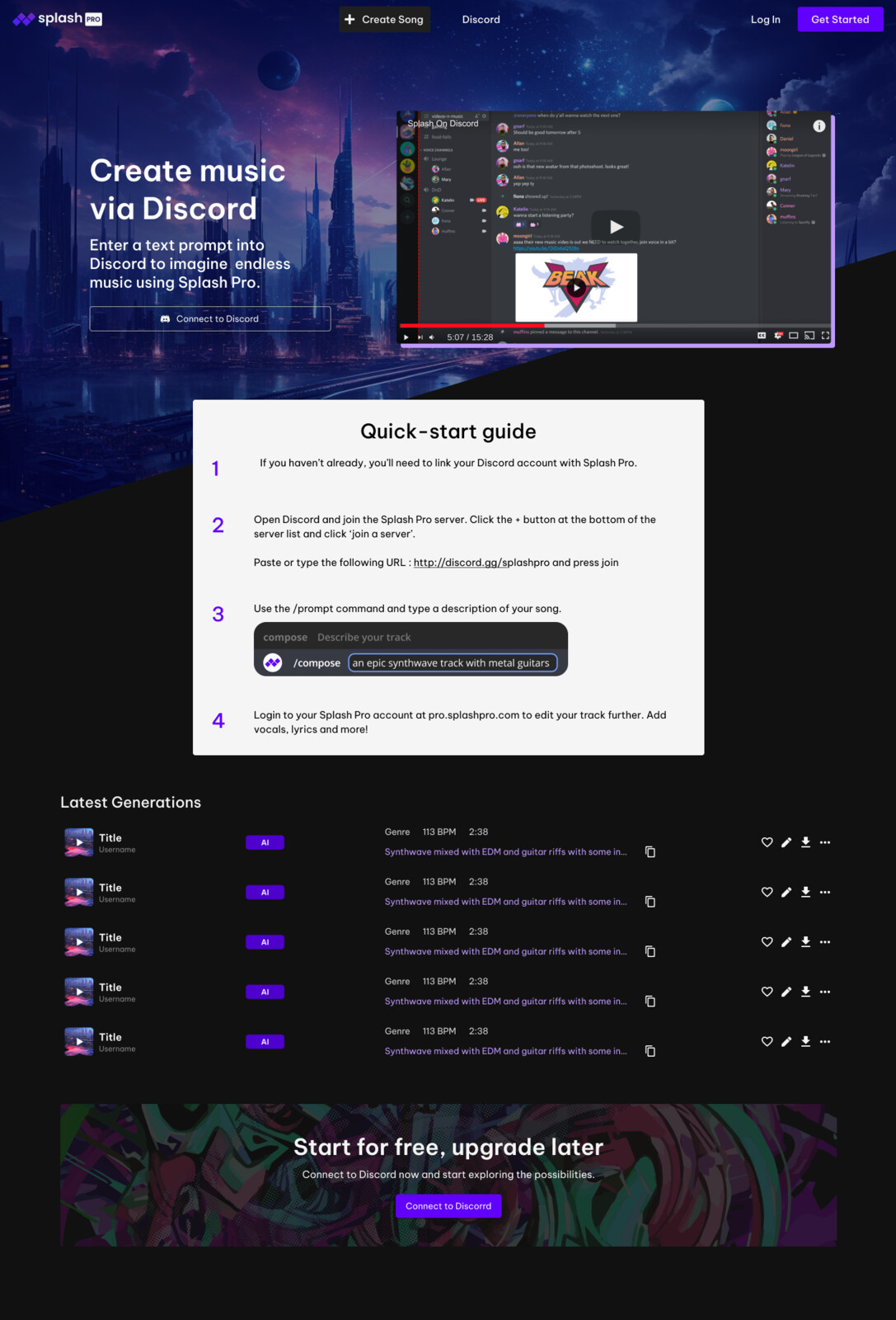 A landing page design
