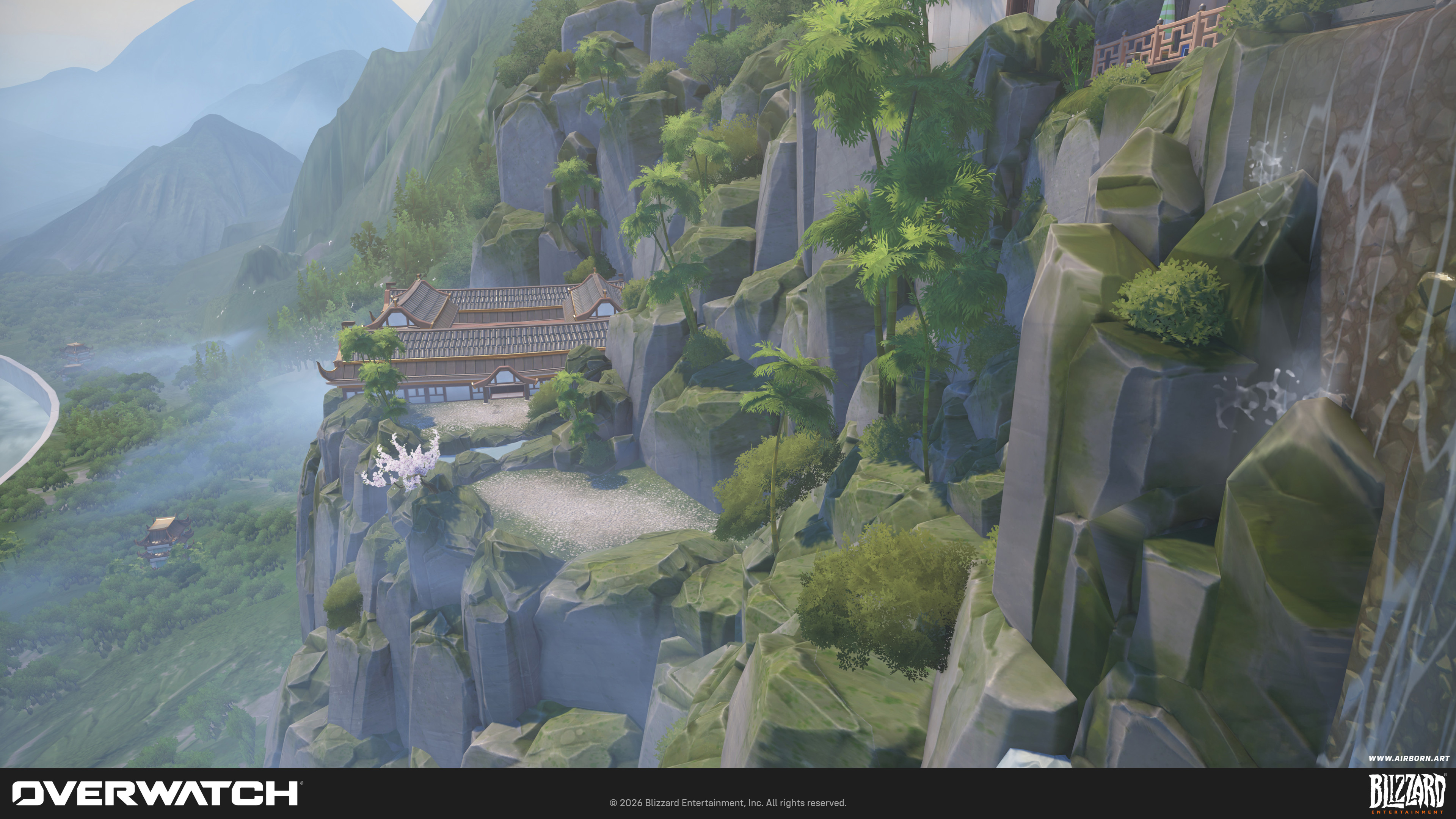 Cliff side view of the backdrop, rock and bamboo tree assets were created by Marie Lazar and put together by me.