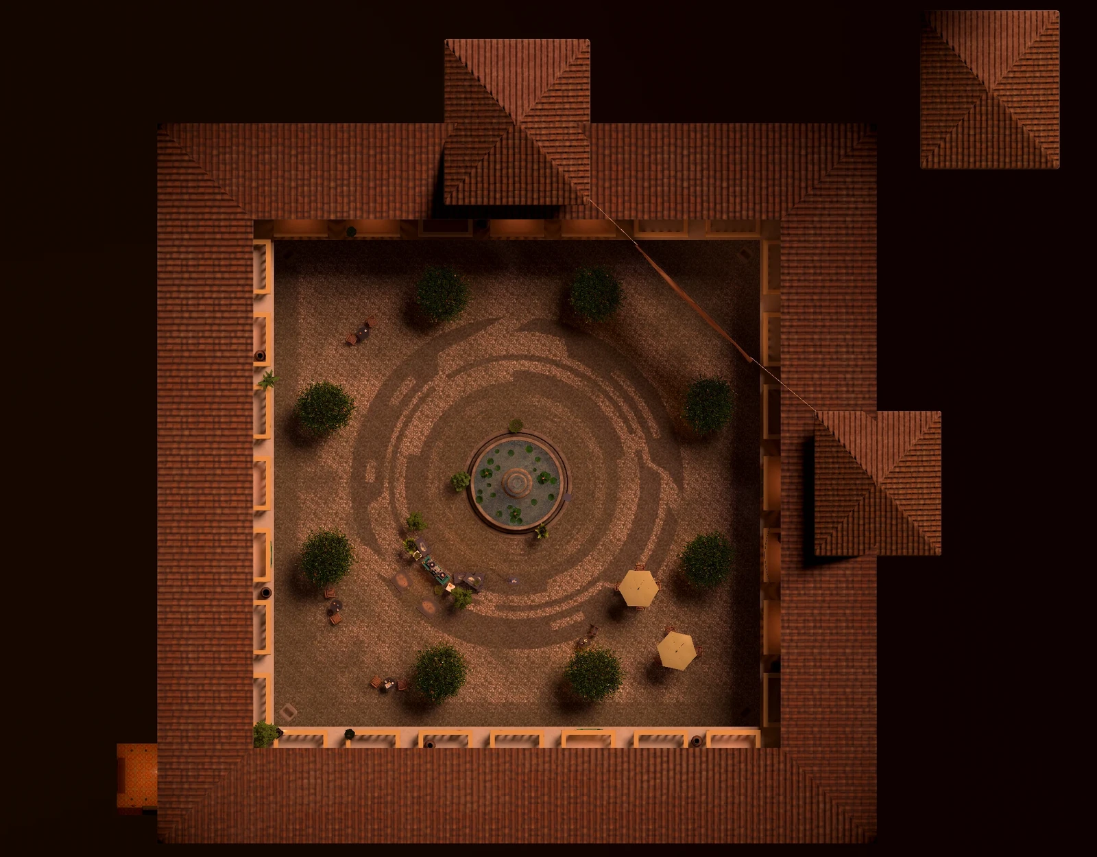 Bird's-eye-view of the virtual world's layout.