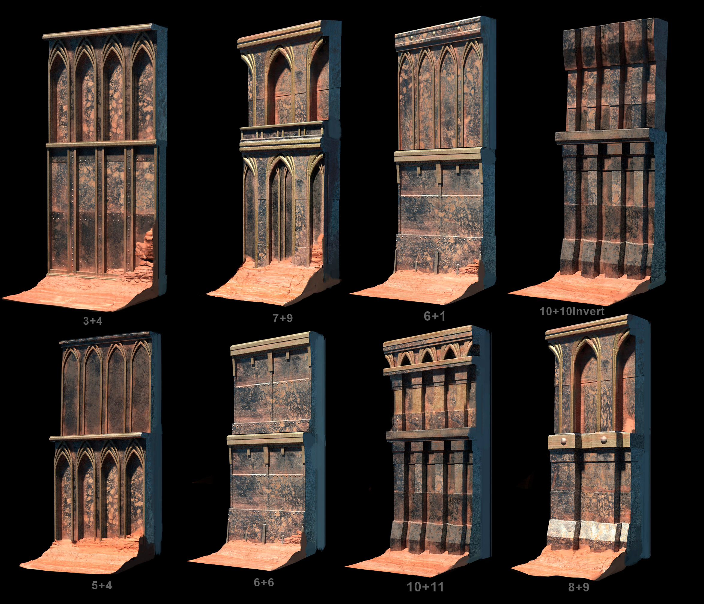 Modular City wall explorations, mixing modules