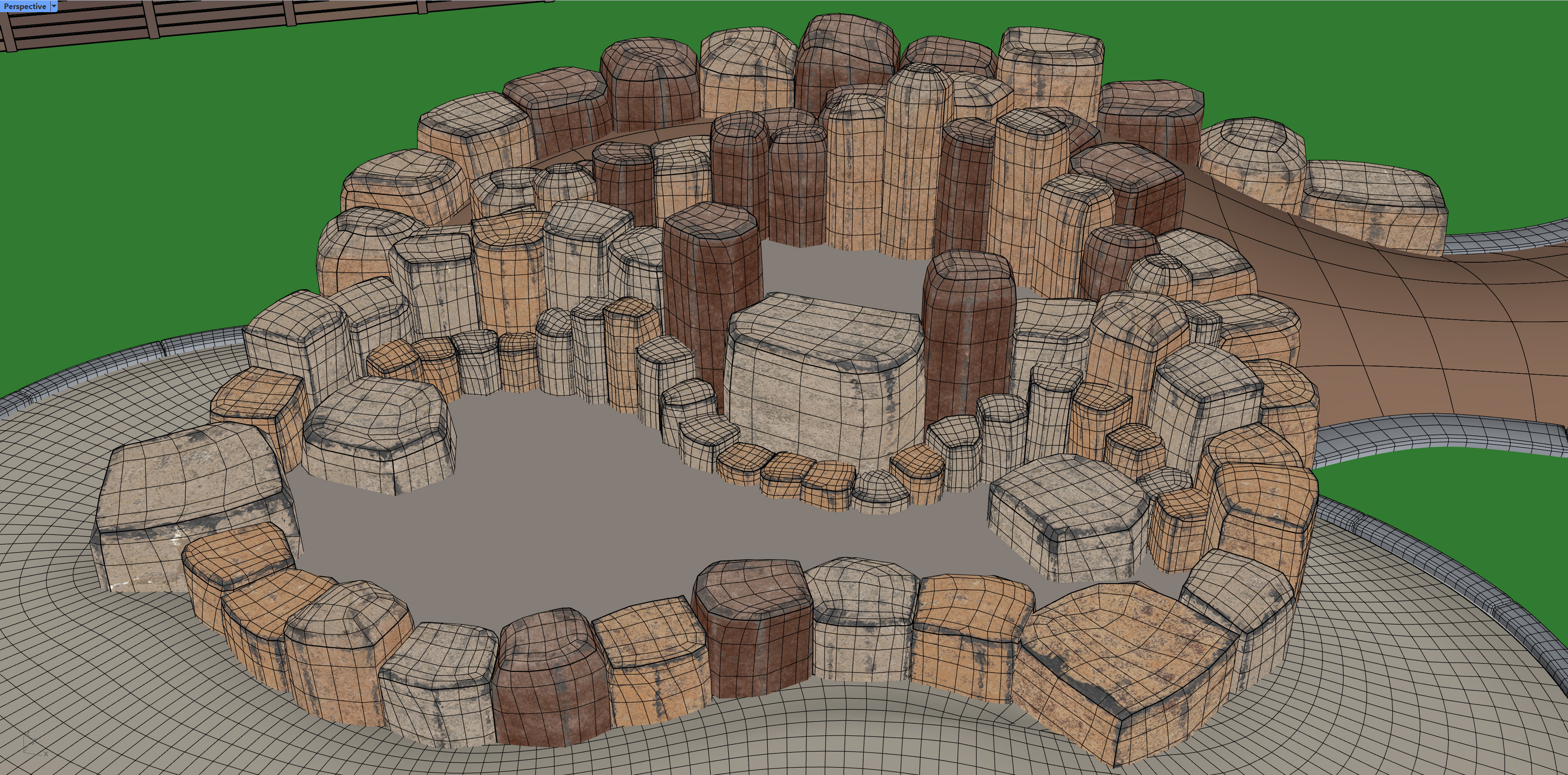 Rhino screenshot of the boulders used for the fountain.