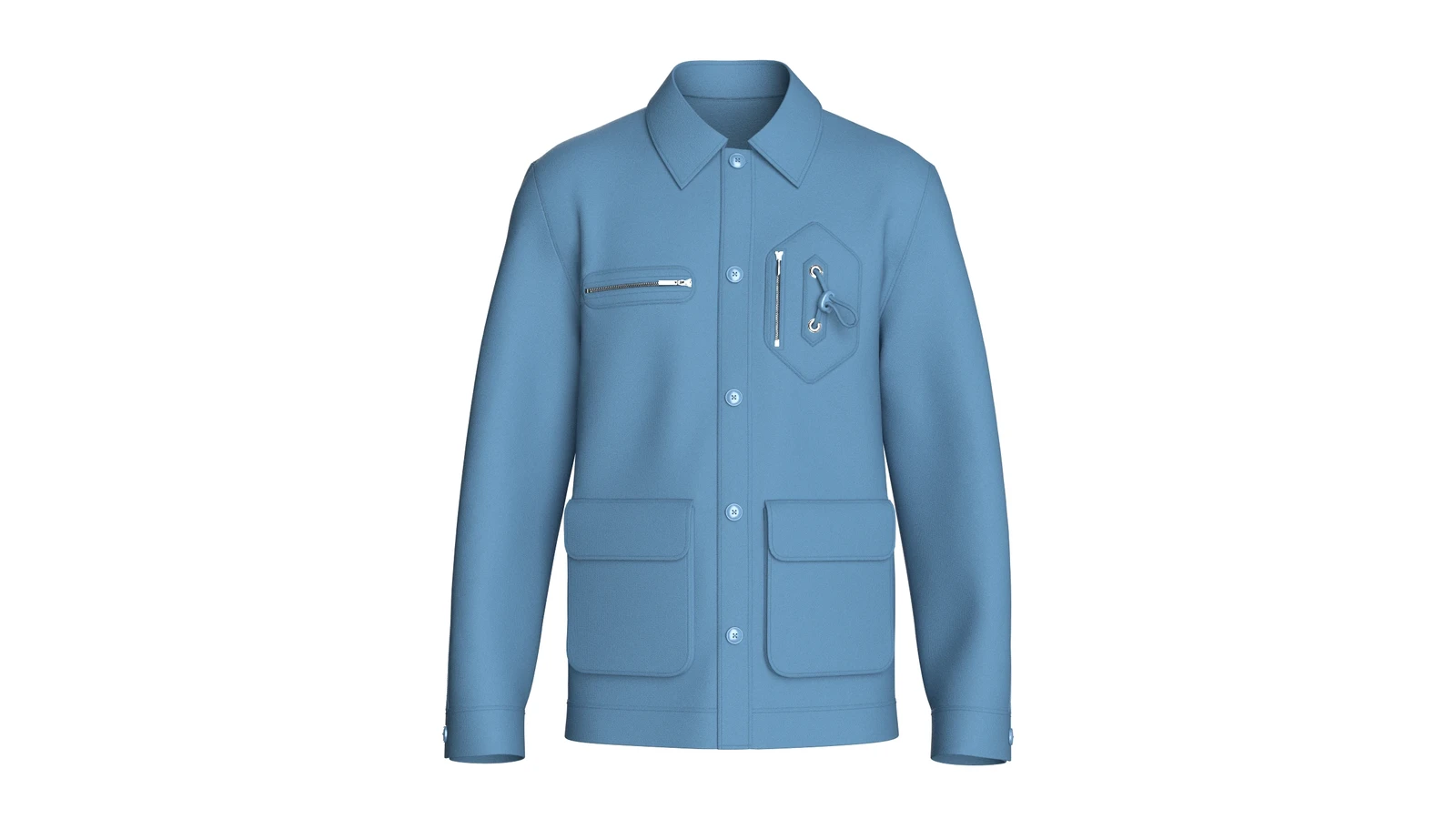 Men Utility Button-Up Jacket With Multi Pockets