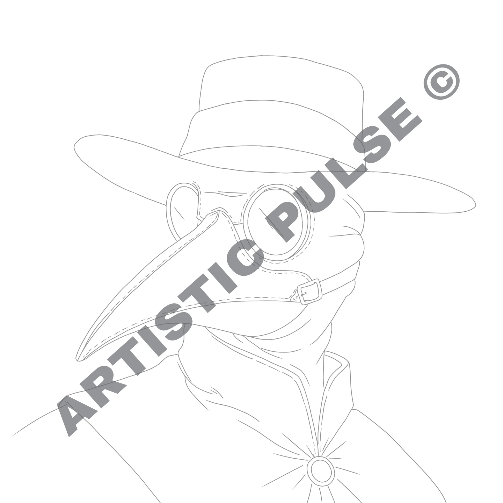 Initial line-art phase focusing on silhouette, costume details, and overall composition.