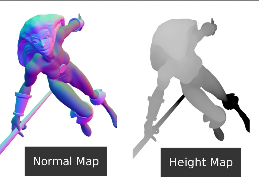 I use these to maps to create more depth and lighting variation on the final illustration.