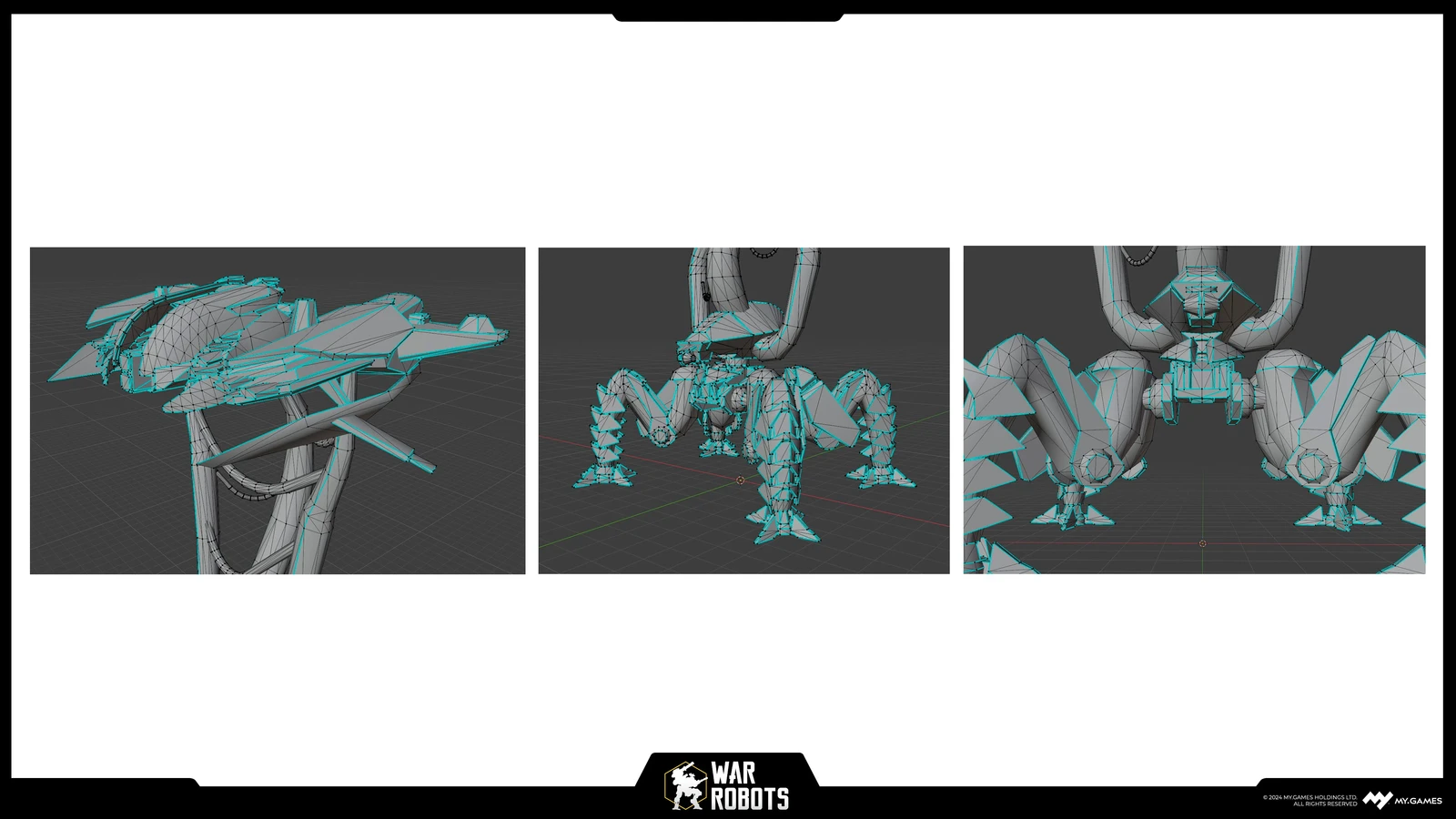 Once the concept was approved, our 3D modelers took the reins. Their task was to translate this complex, biomechanical mass into clean polygons while ensuring the robot's silhouette remained easily readable in the heat of mobile battles