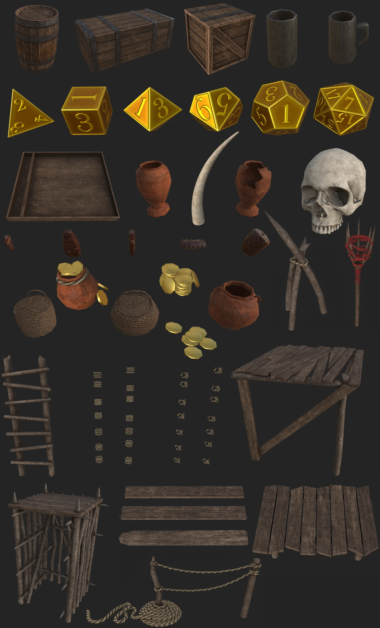 Contact sheet of the texture work completed during one Sprint