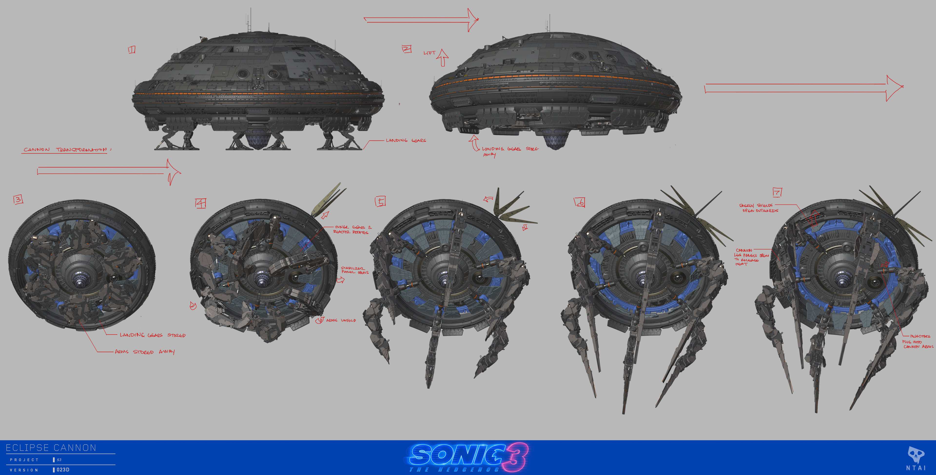 Eclipse Cannon transformation sequence. Very challenging design to get the 'cannon arms' to tuck into the underside. (Unfortunately the arm transformation not used in the film)