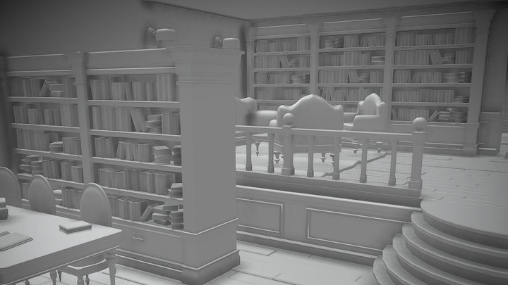 ArtStation - Library Interior with Secret Study