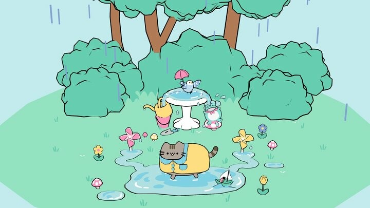 Pusheen Spring Scene