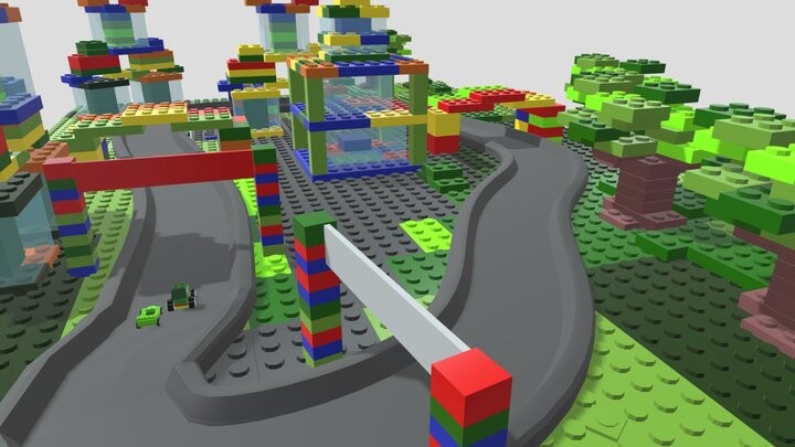 ArtStation - Truck vs. Racecar - Lego Race 3D