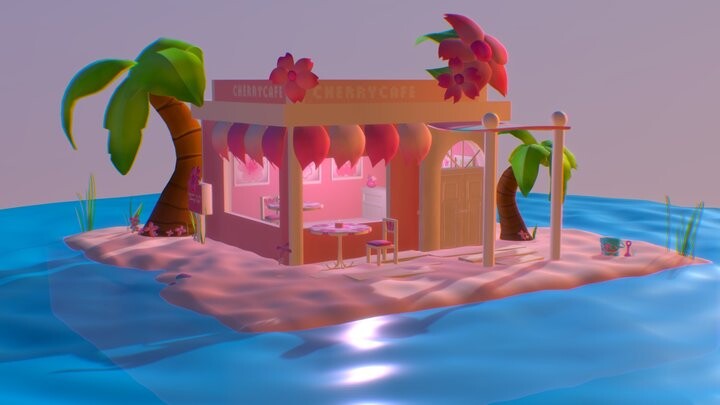 ArtStation - Cherry Blossom Café 3D Model and Concept Ideas