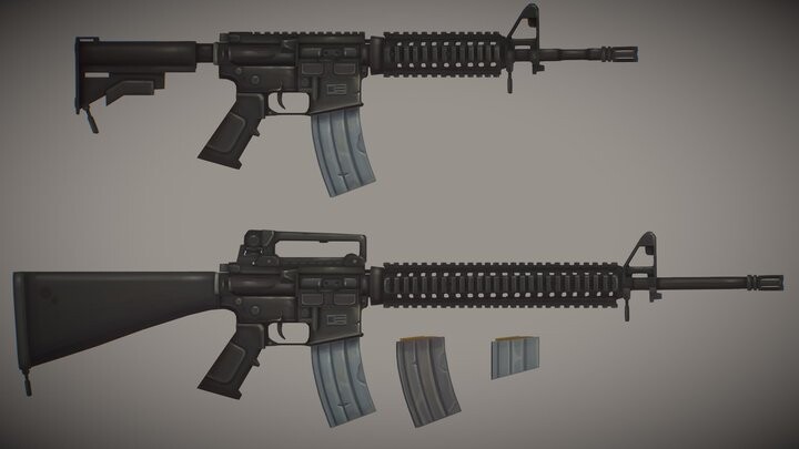 ArtStation - Stylized Low Poly M4A1 and M16A4