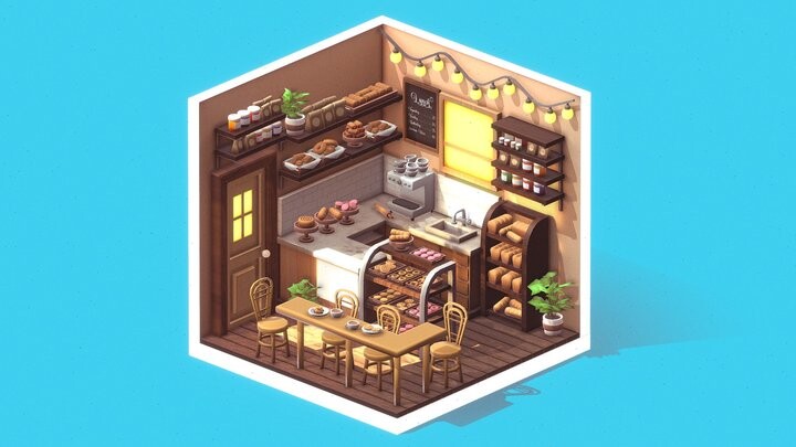 ArtStation - Isometric Bar interior