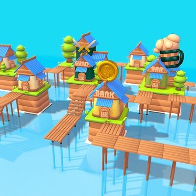 Solarpunk Village - Download Free 3D model by LowPolyBoy
