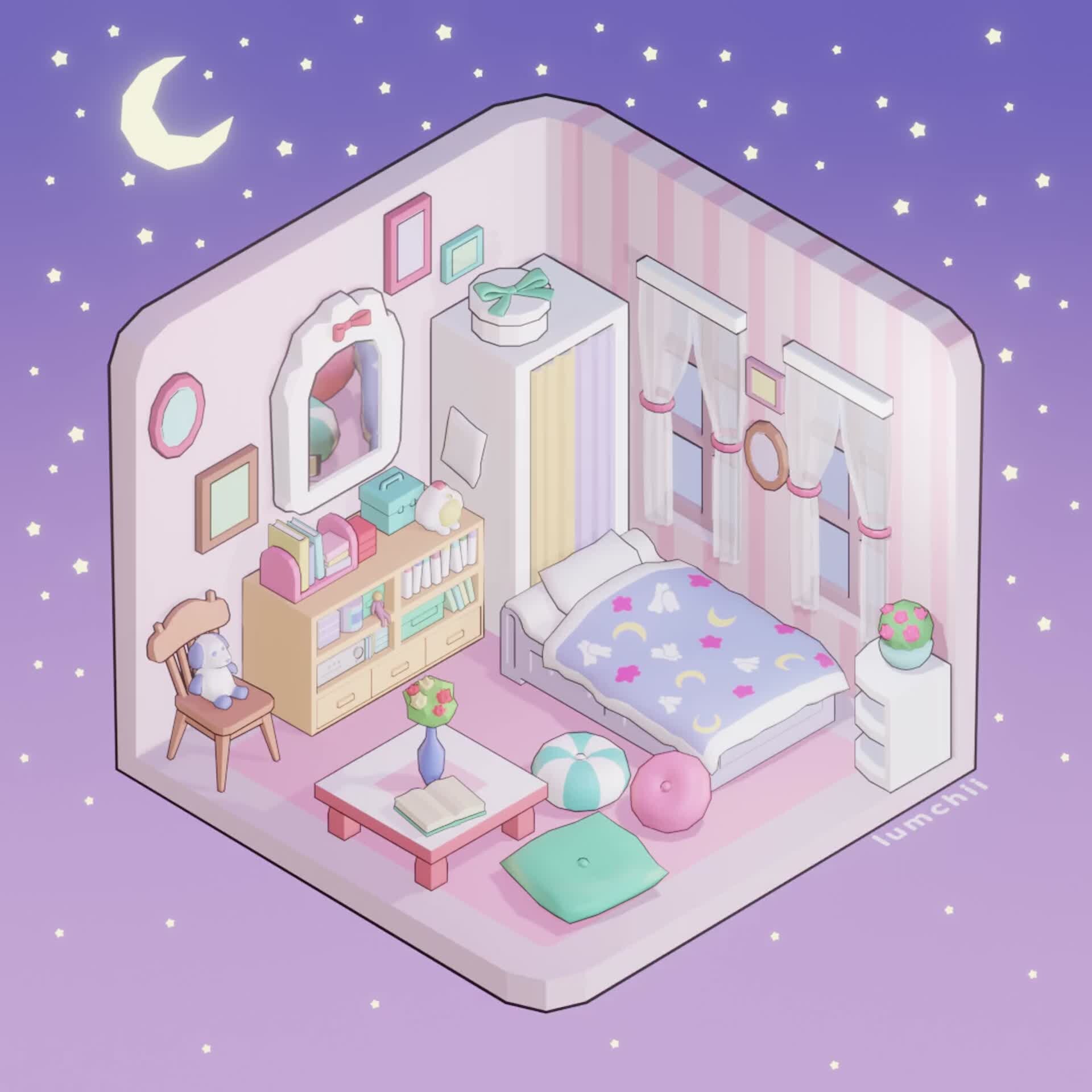 ArtStation Usagi's Room Sailor Moon Low Poly 3D Model