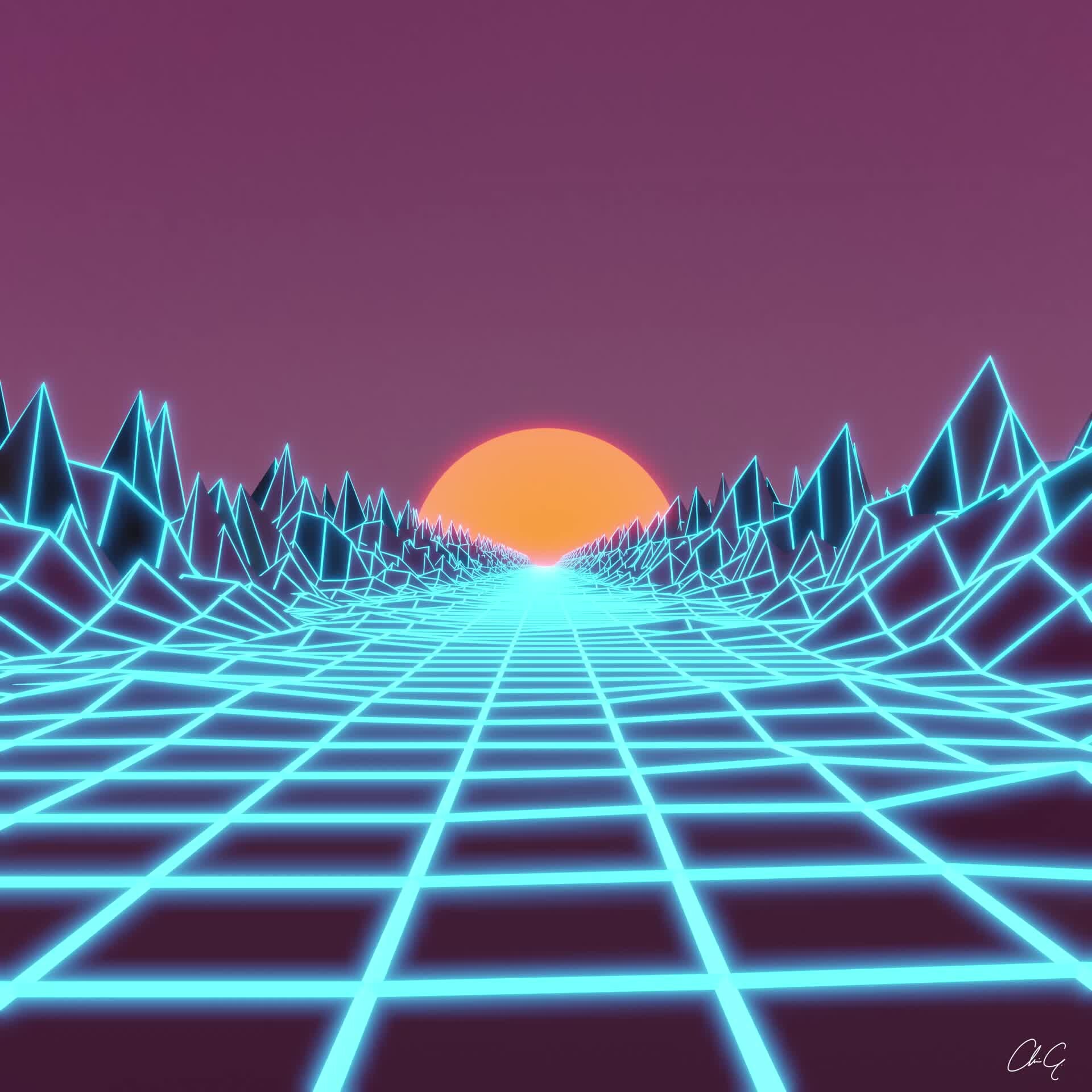 ArtStation - Looping 80s sunset