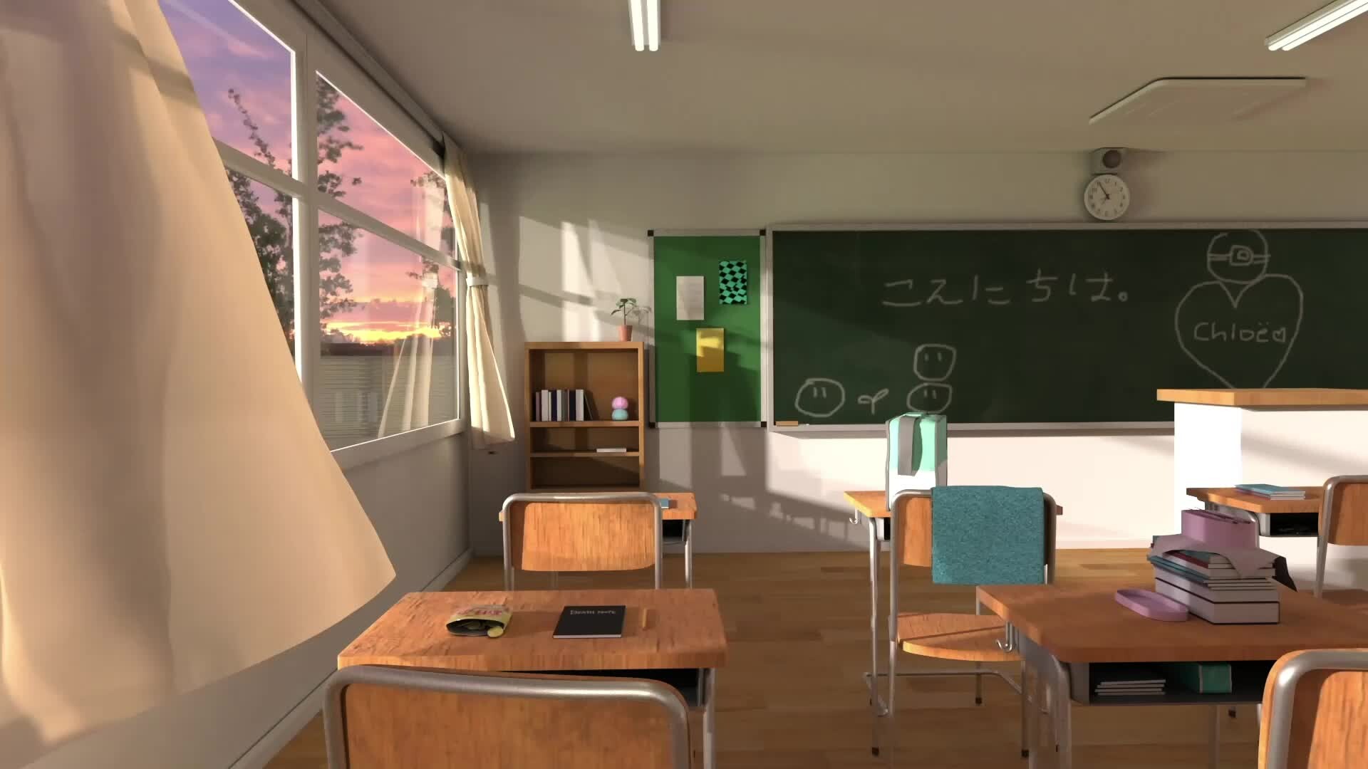 Classroom Overcast 2d Anime Background Illustration Stock Illustration -  Download Image Now - iStock