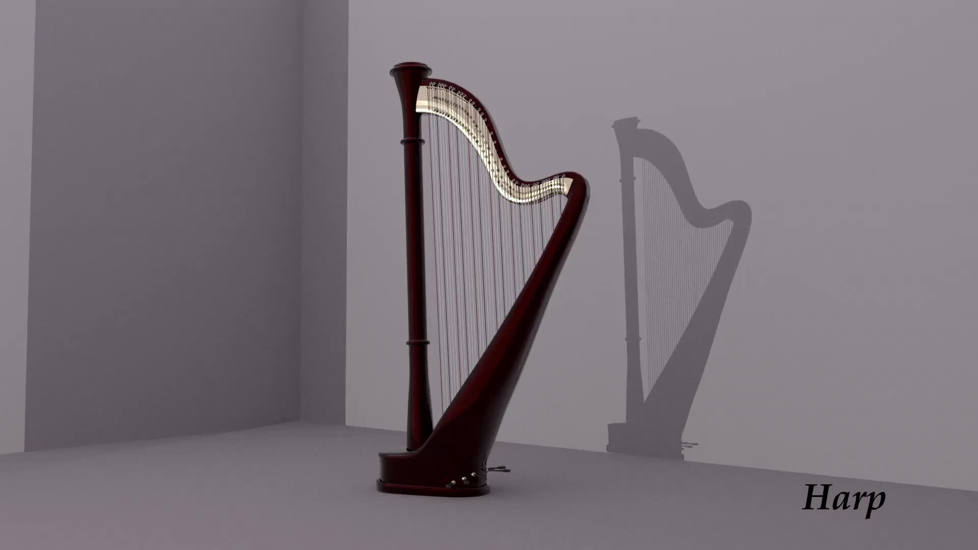 ArtStation Harp 3D modeling