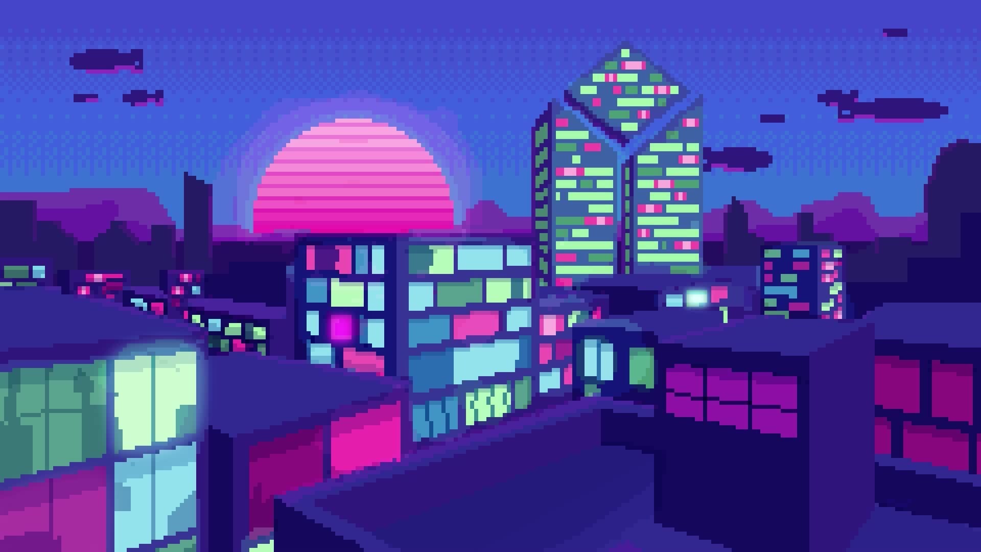 ArtStation - pixel city bg