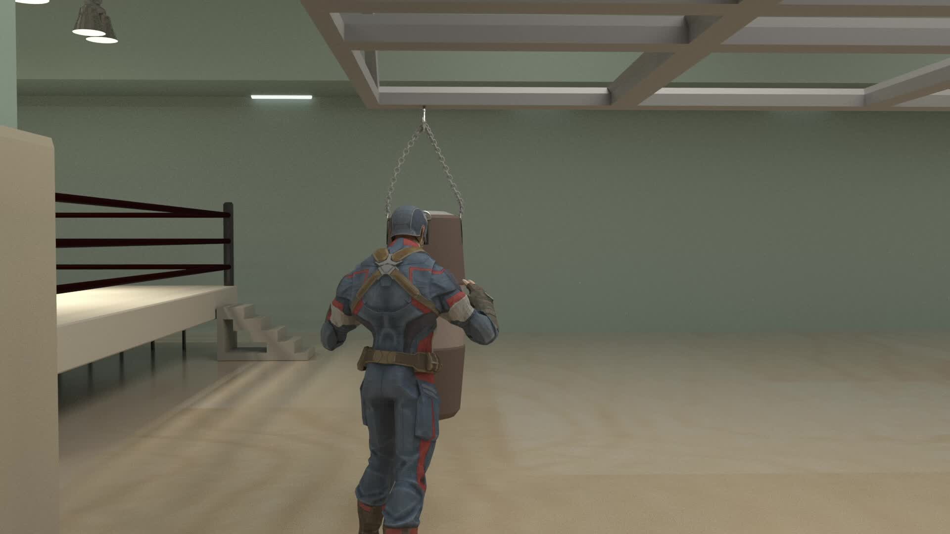 ArtStation Avengers Captain America boxing scene recreation