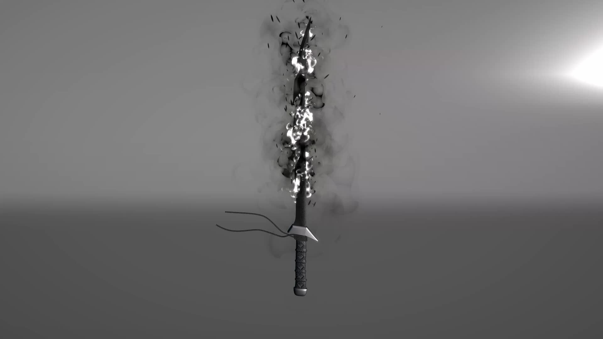 ArtStation A stylized black katana with black flames