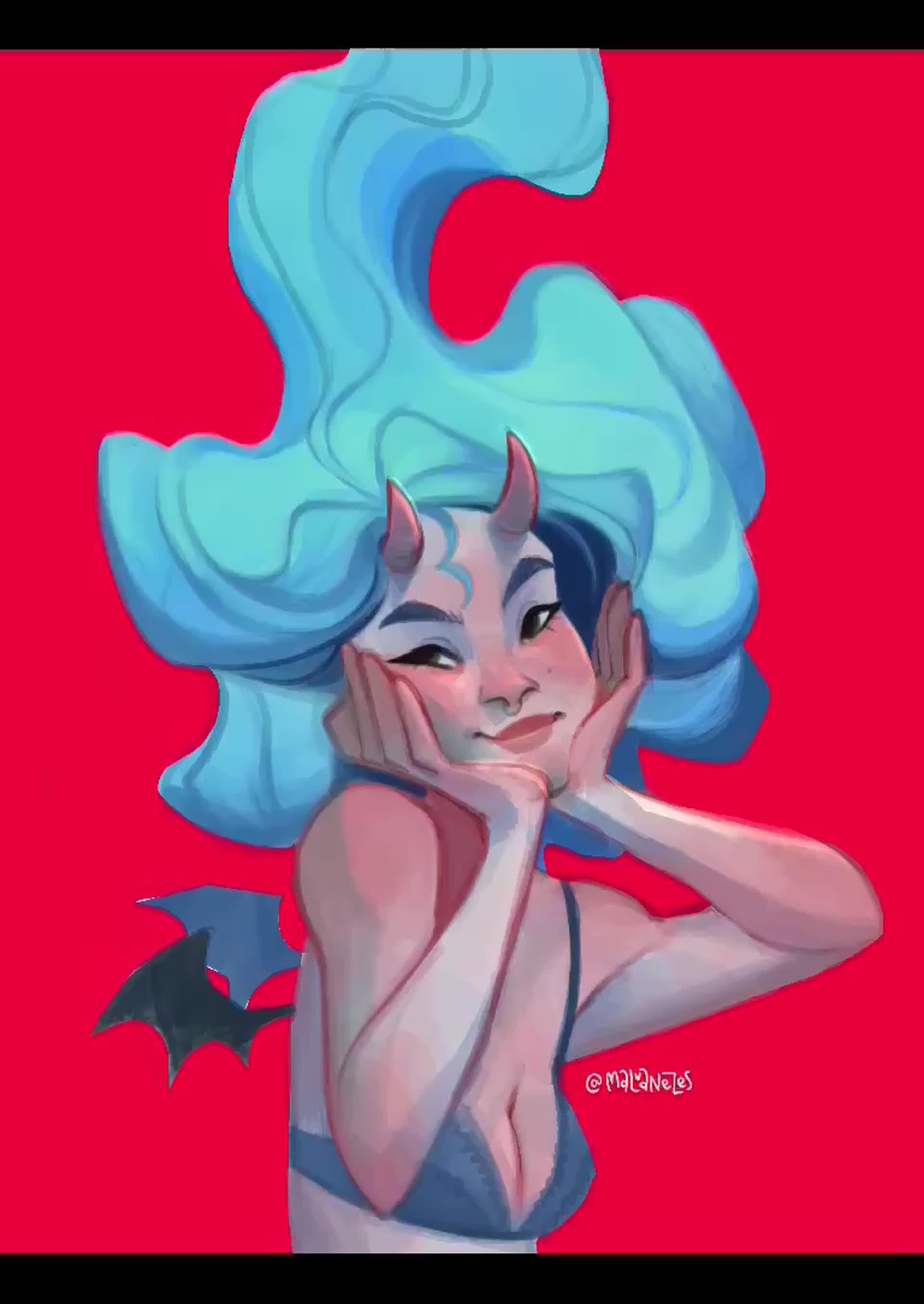 devolver digital blue hair girl