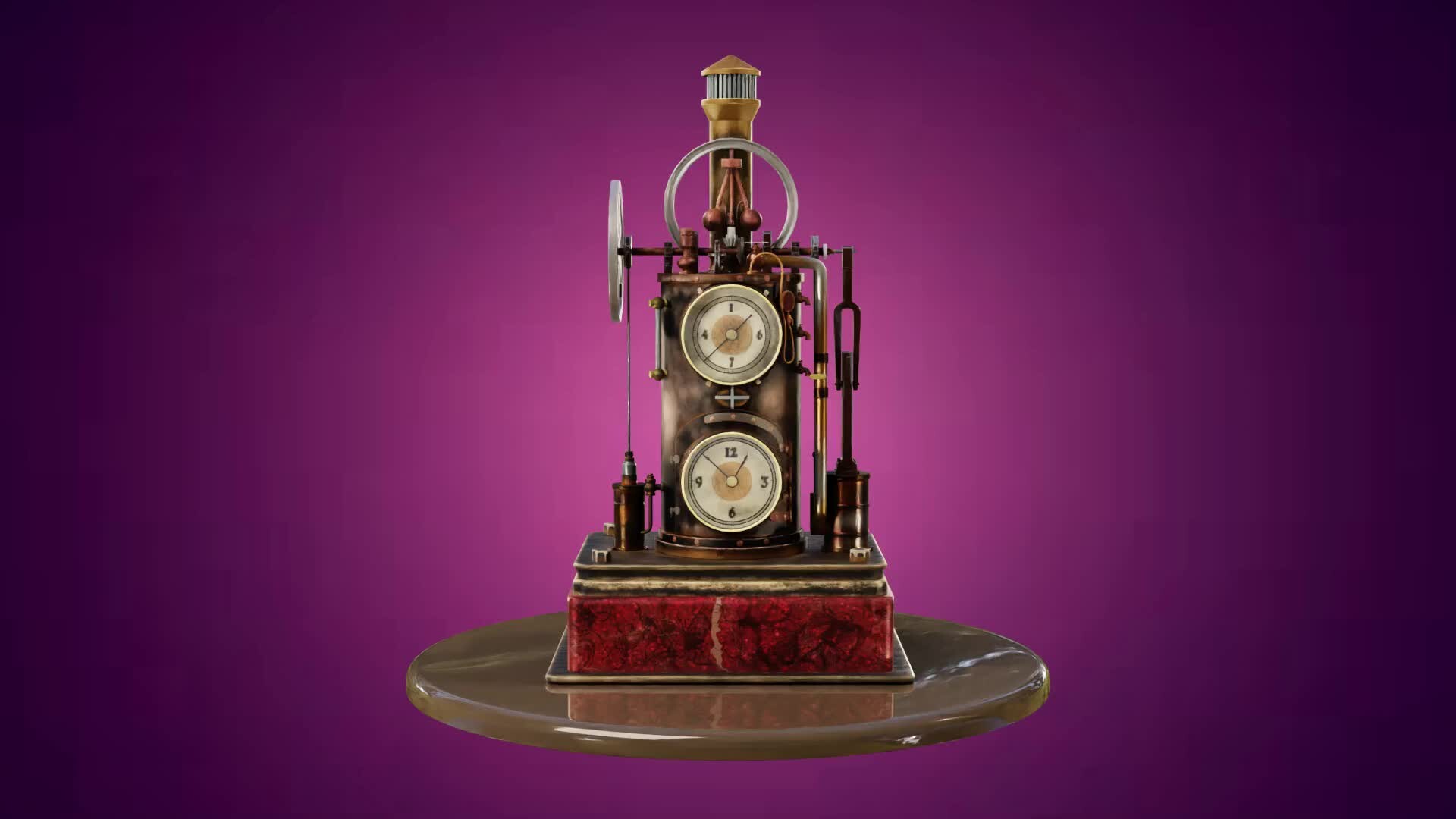 ArtStation Circa 1885 Industrial Series Mechanical Clock Barometer