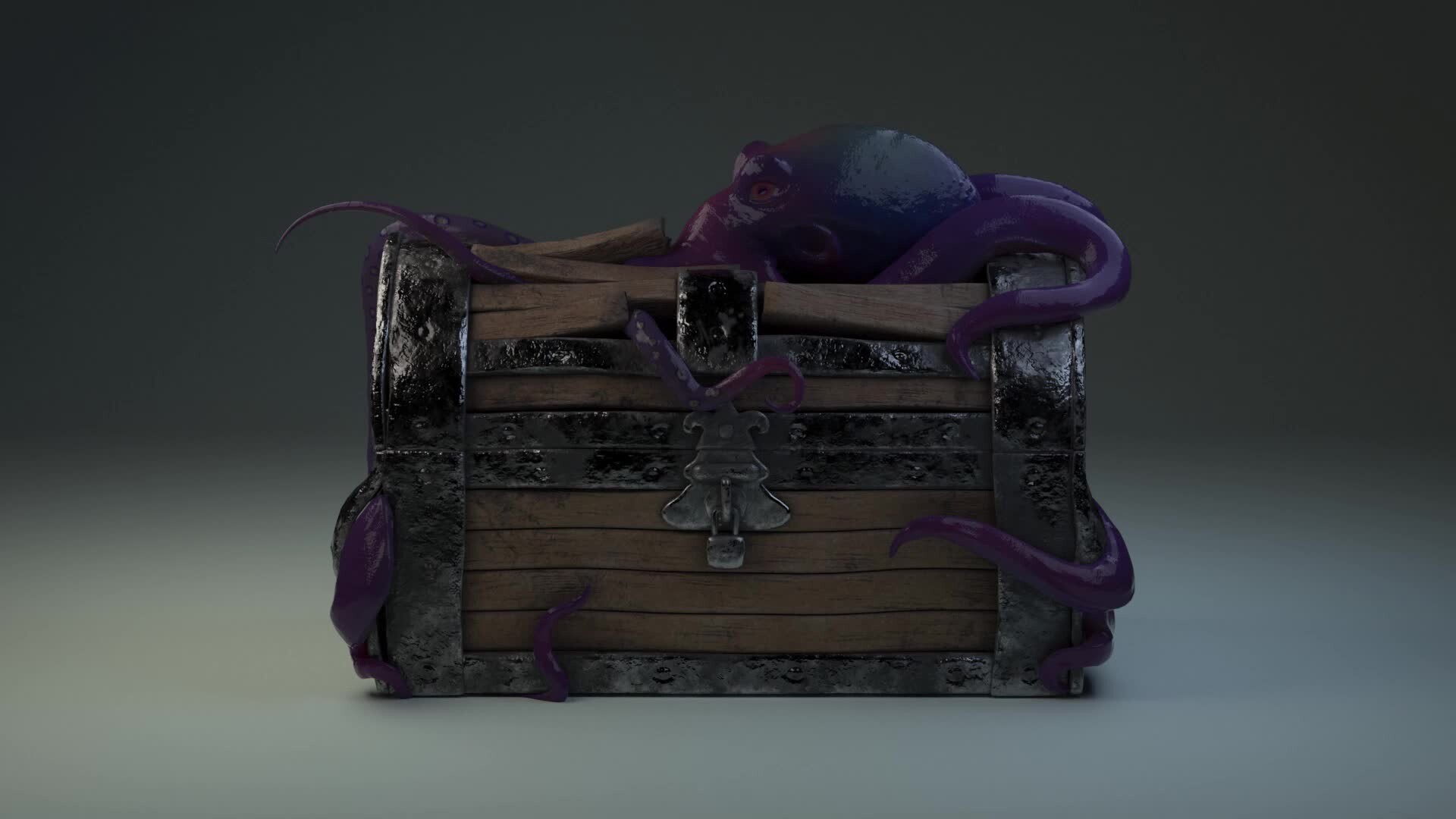 ArtStation - Treasure Chest with Octopus Model