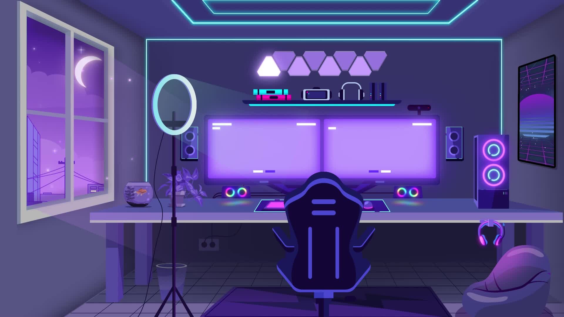 5x Animated Lofi Gaming Room Twitch Screen / Lofi Aesthetic 