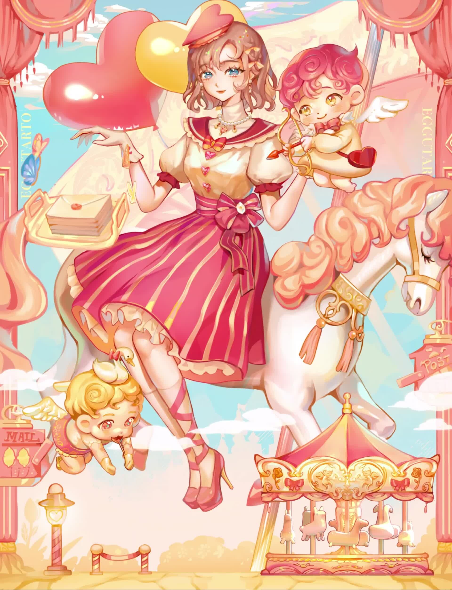 Cute anime girl in candy land